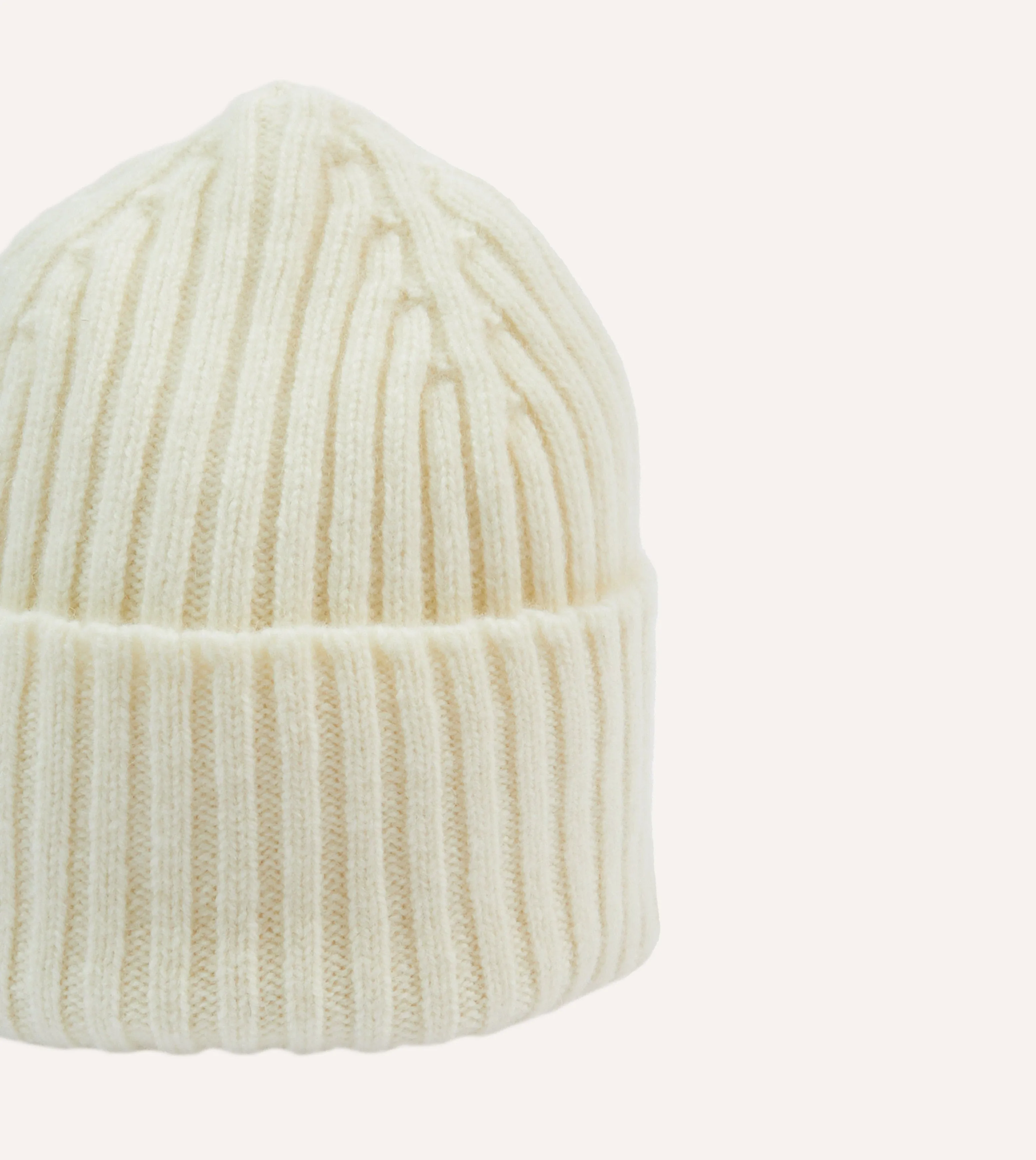 Ecru Lambswool Ribbed Knit Cap sold by Drake's London product image thumbnail 4