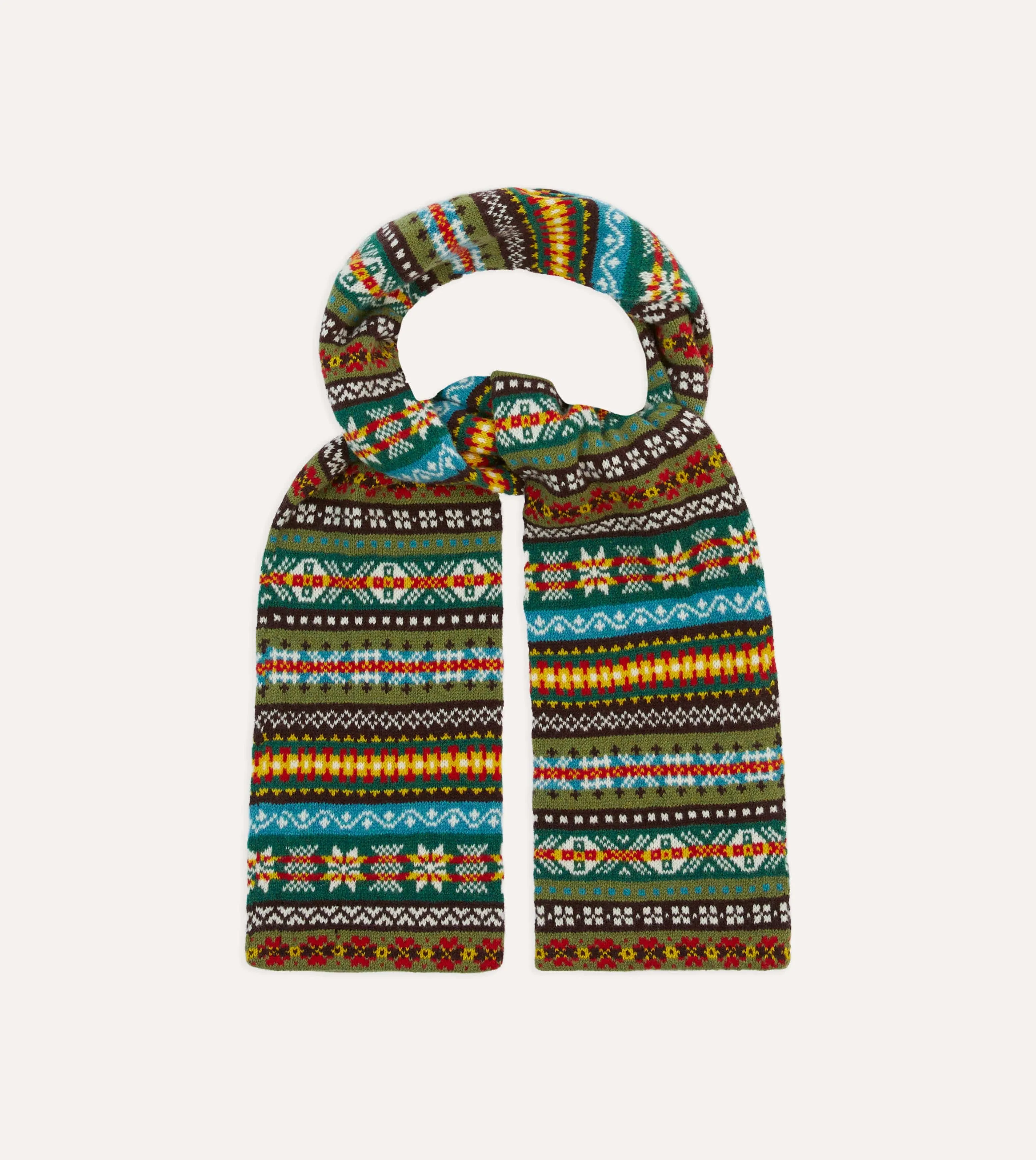 Green Fair Isle Lambswool Scarf sold by Drake's London product image thumbnail 4