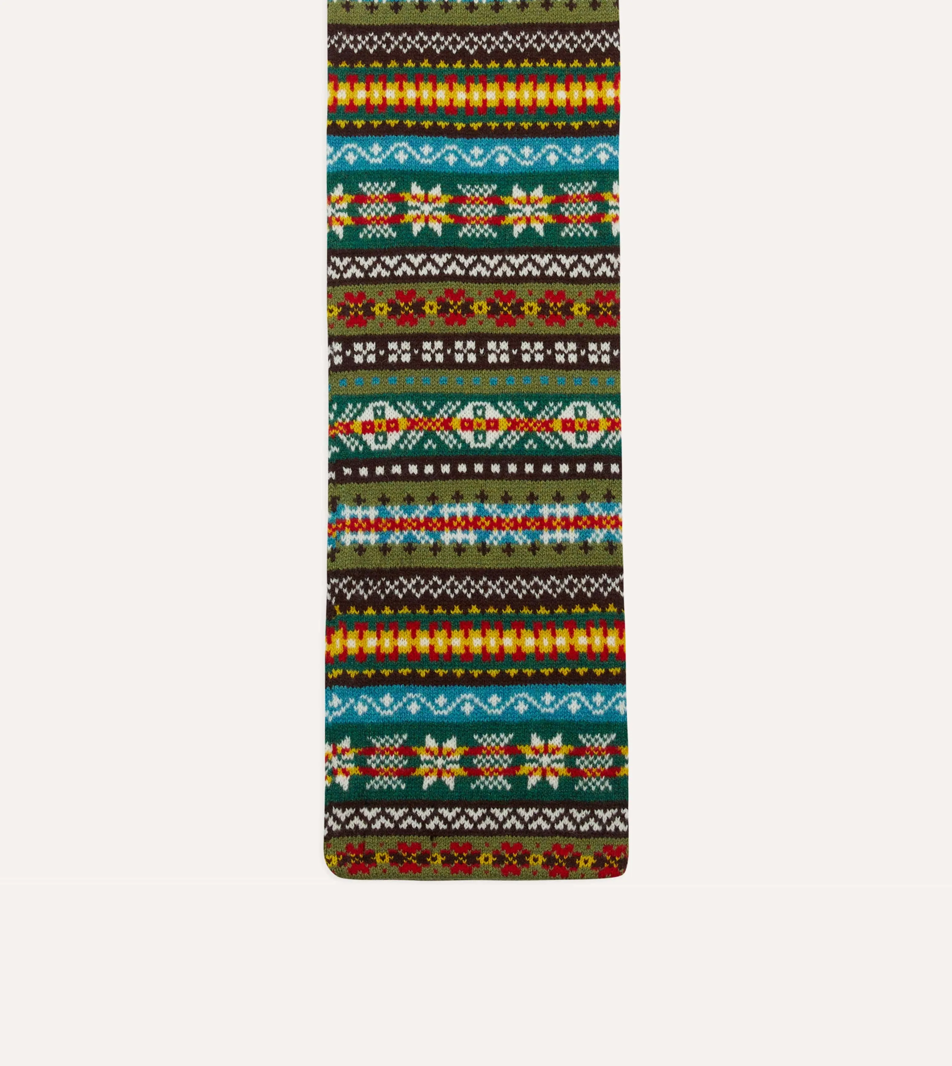 Green Fair Isle Lambswool Scarf sold by Drake's London product image thumbnail 3