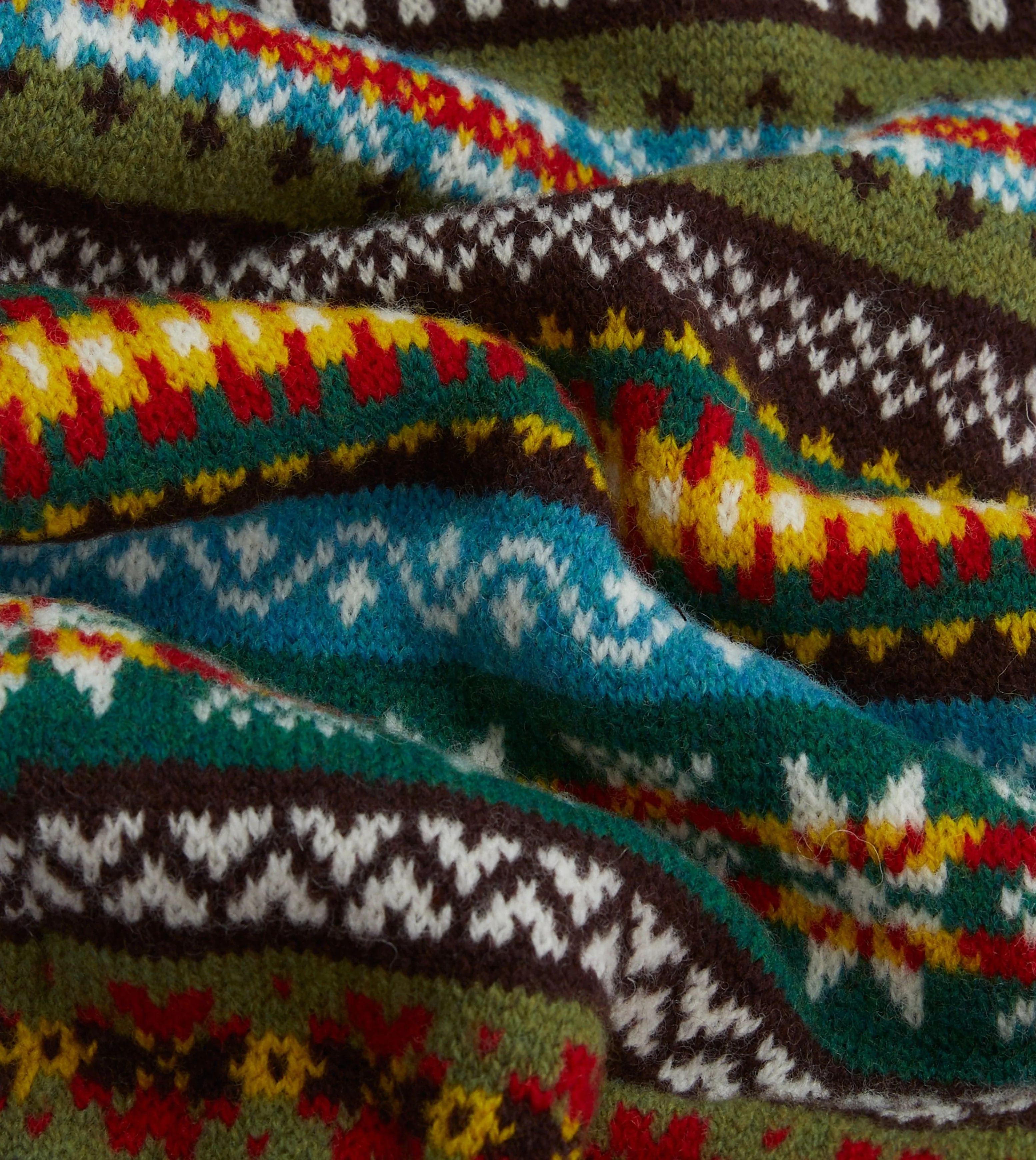 Green Fair Isle Lambswool Scarf sold by Drake's London product image thumbnail 2