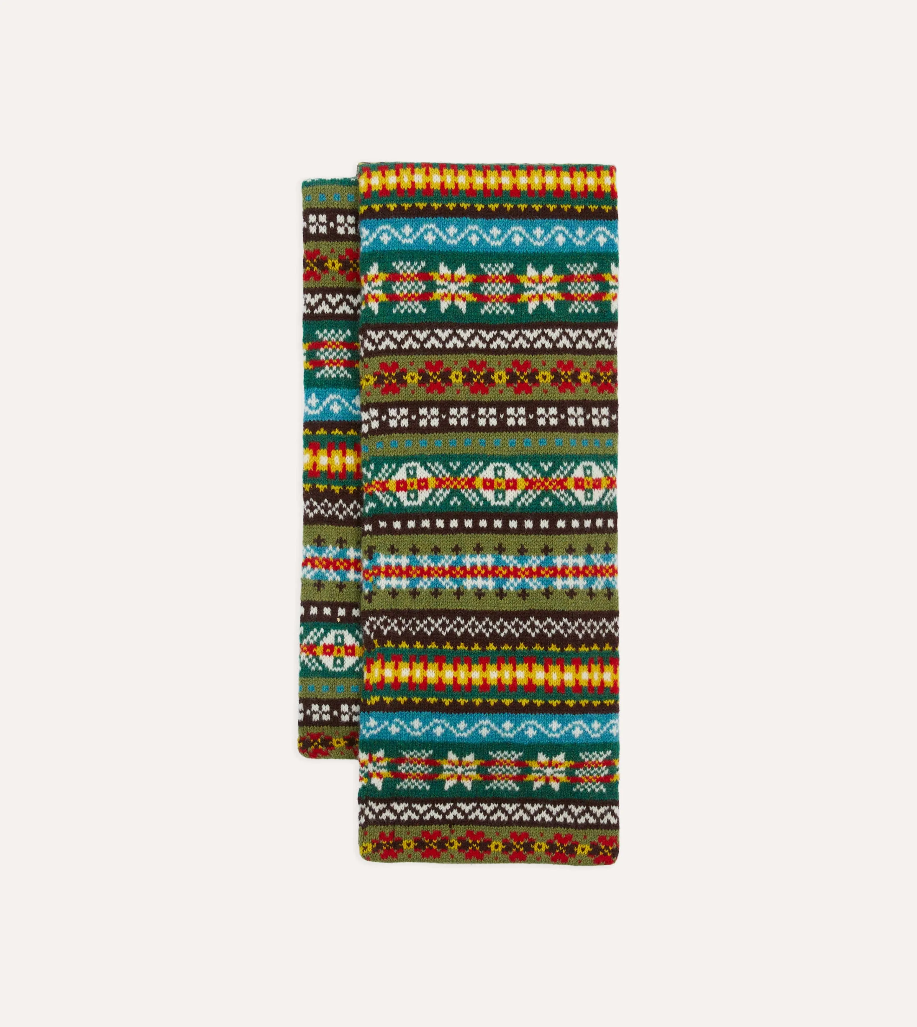 Green Fair Isle Lambswool Scarf sold by Drake's London