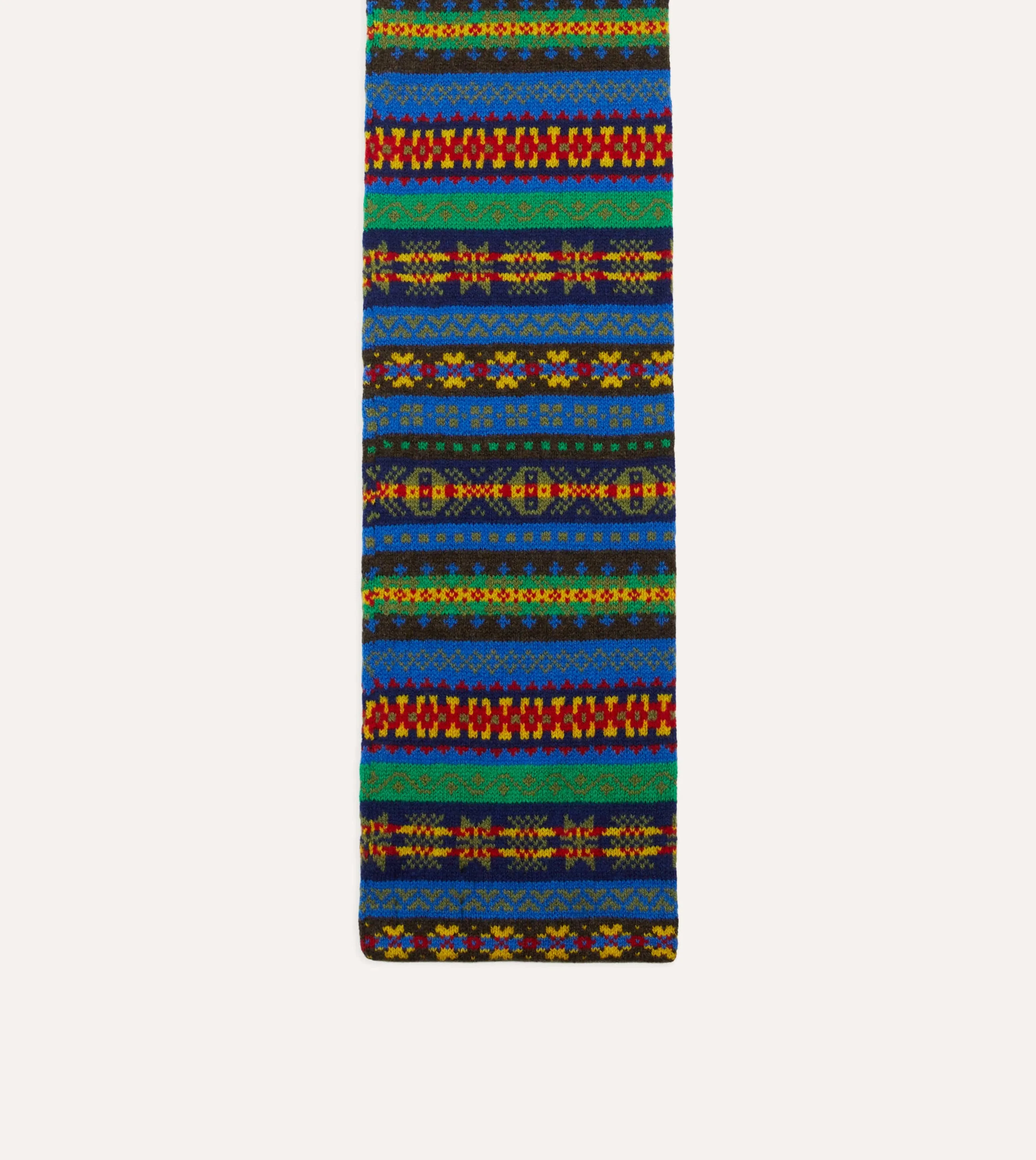 Blue Fair Isle Lambswool Scarf sold by Drake's London product image thumbnail 3