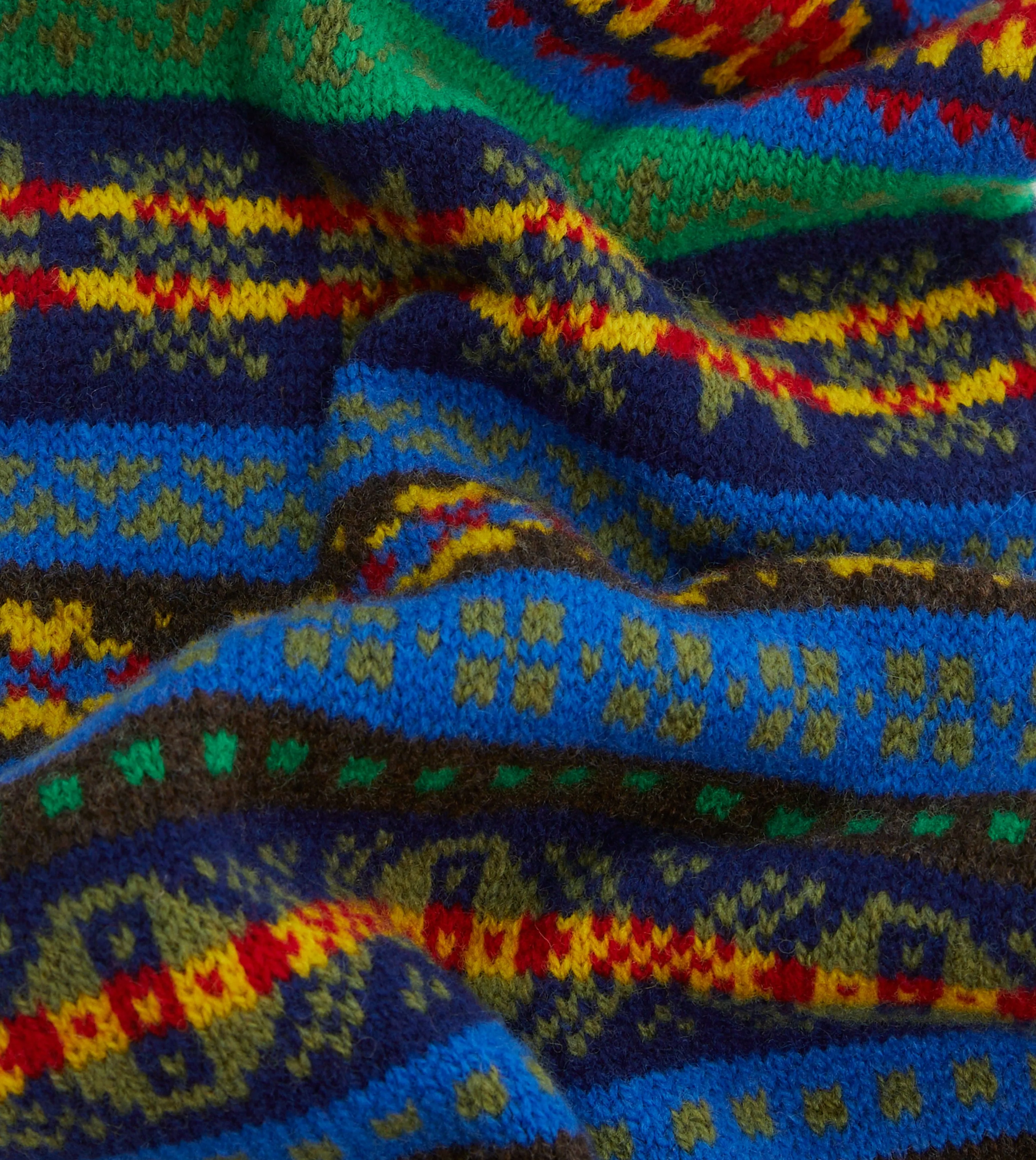 Blue Fair Isle Lambswool Scarf sold by Drake's London product image thumbnail 2