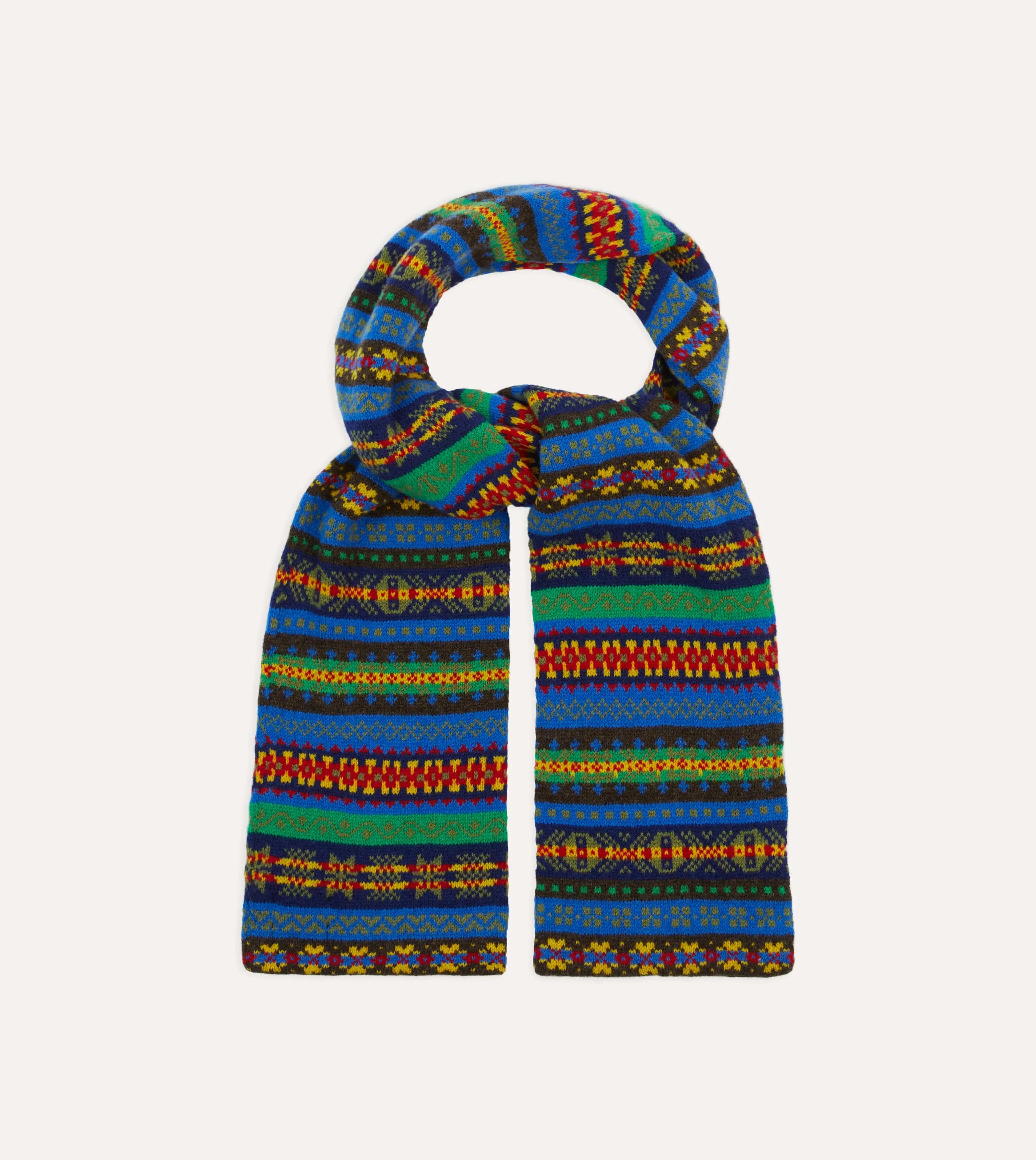 Blue Fair Isle Lambswool Scarf sold by Drake's London product image thumbnail 4