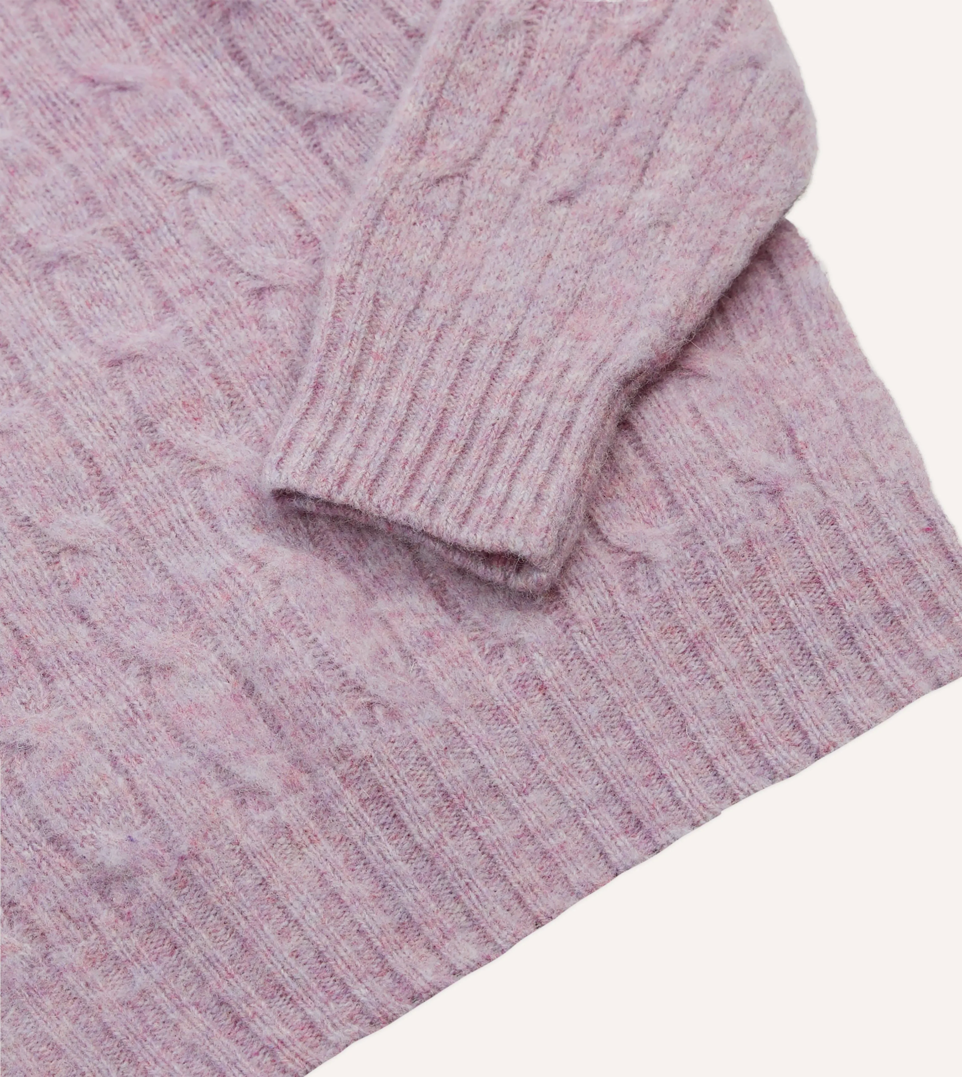 Lilac Brushed Cable Knit Shetland Crew Neck Jumper sold by Drake's London product image thumbnail 4