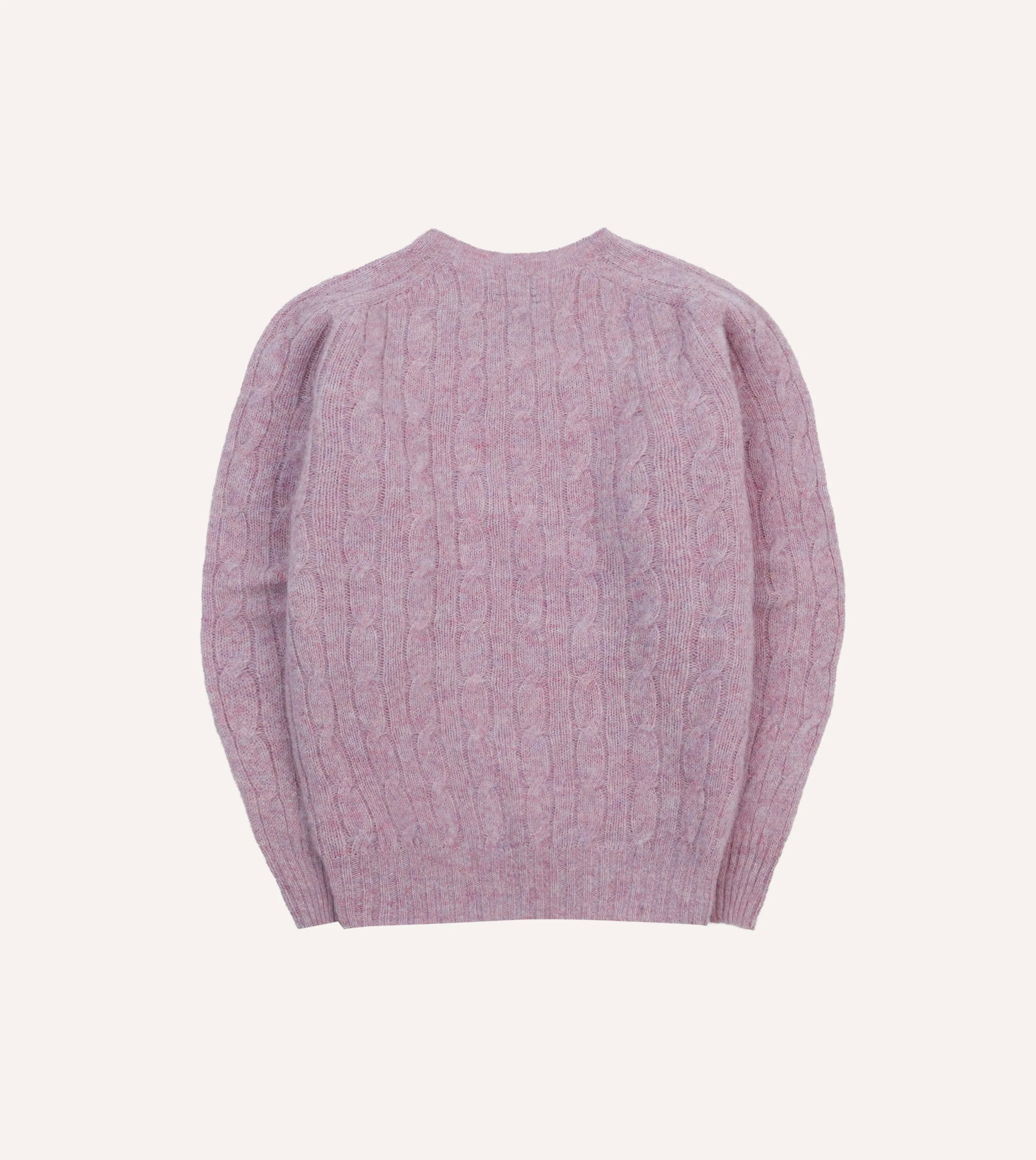 Lilac Brushed Cable Knit Shetland Crew Neck Jumper sold by Drake's London product image thumbnail 5
