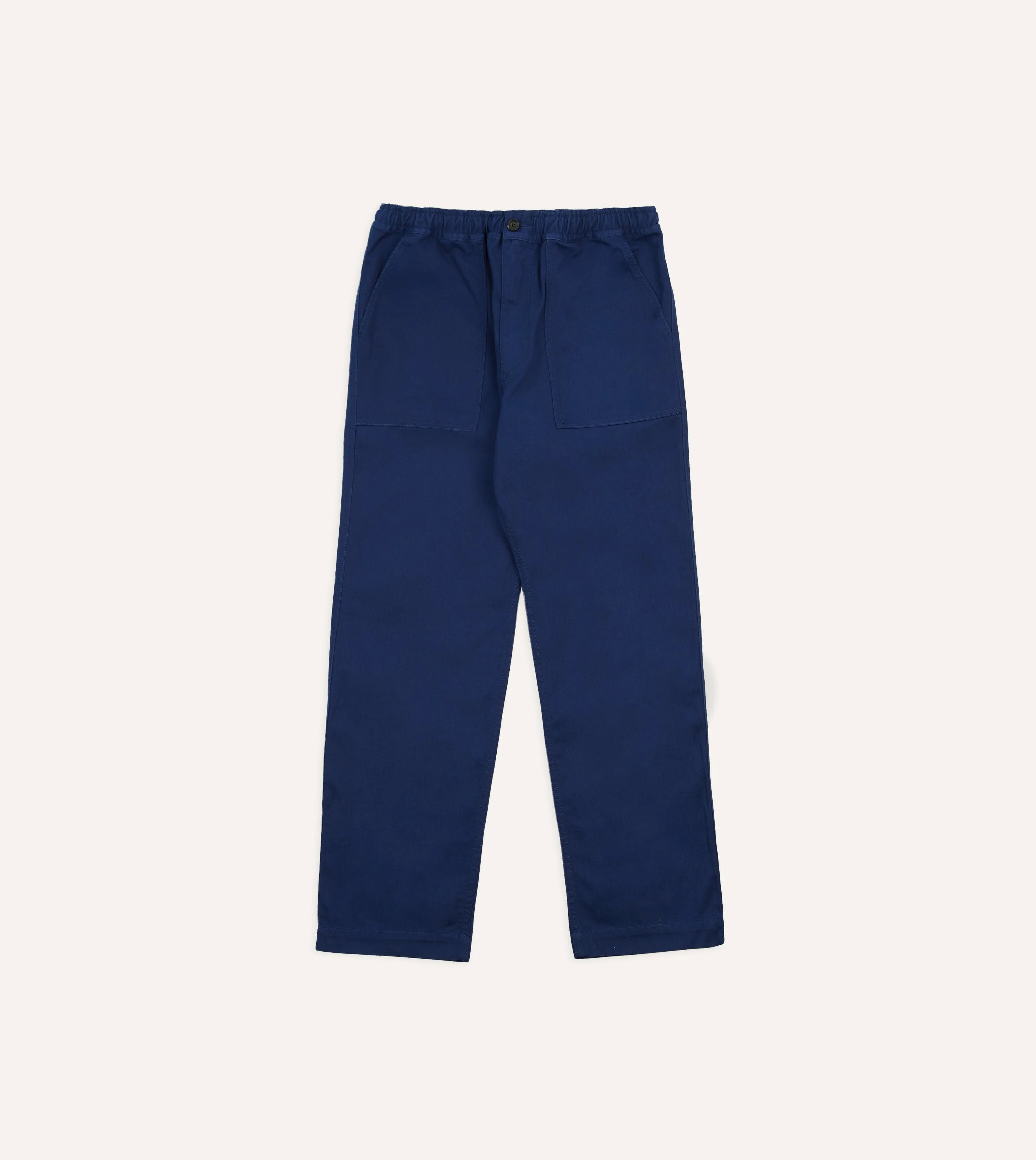 Navy Herringbone Twill Cotton Drawstring Trousers sold by Drake's London product image thumbnail 3