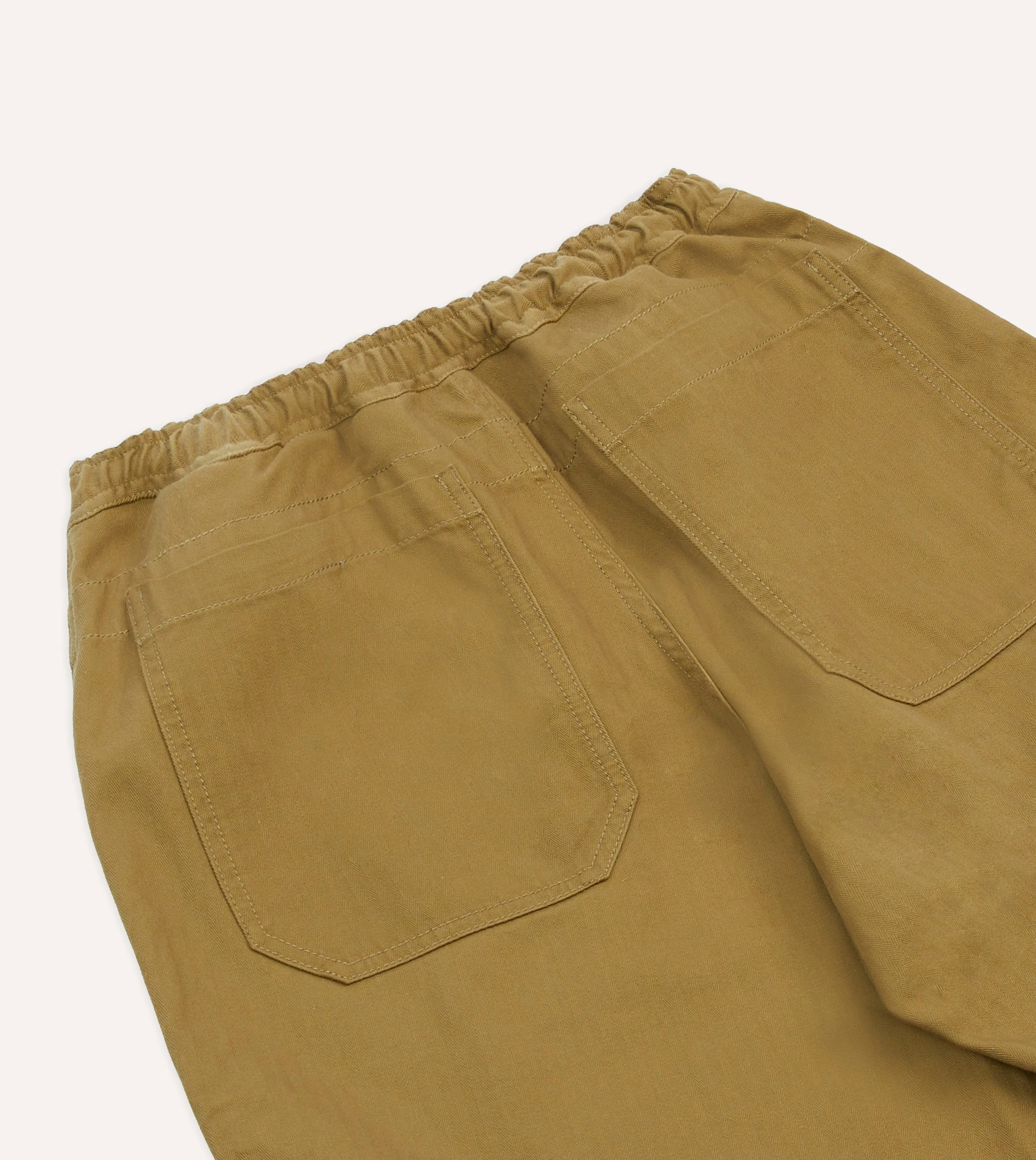 Khaki Herringbone Twill Cotton Drawstring Trousers sold by Drake's London product image thumbnail 5