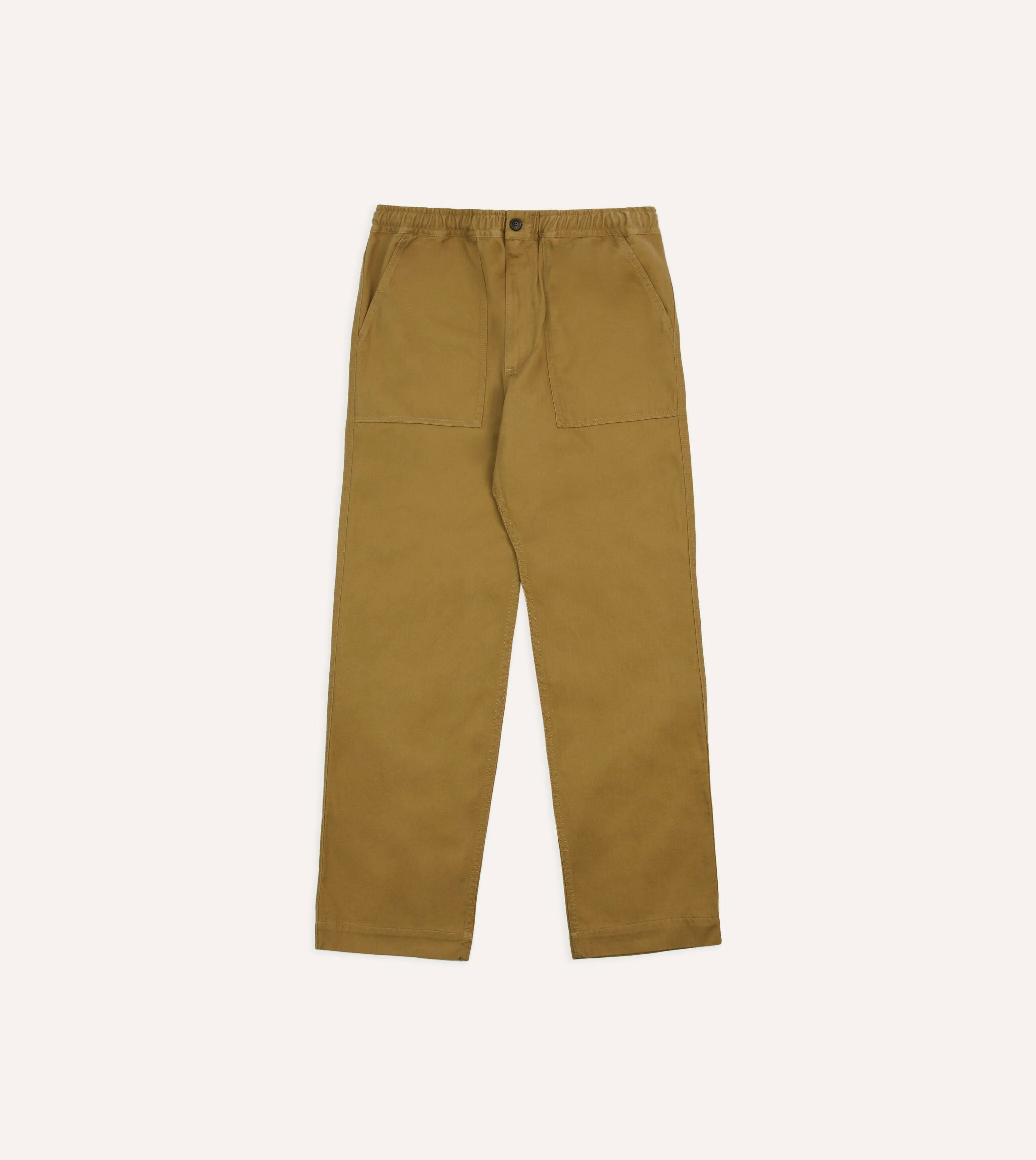 Khaki Herringbone Twill Cotton Drawstring Trousers sold by Drake's London product image thumbnail 3