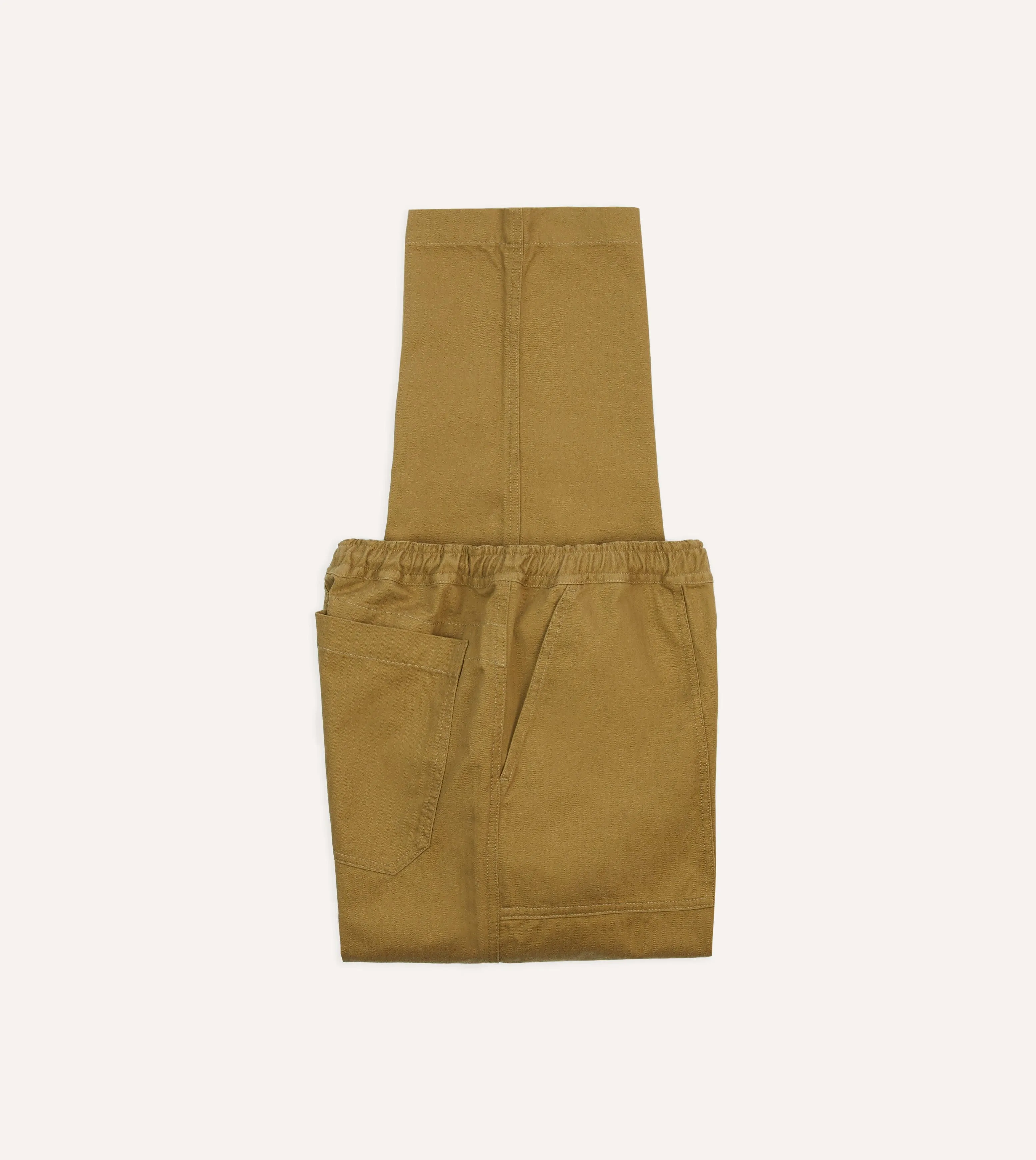 Khaki Herringbone Twill Cotton Drawstring Trousers sold by Drake's London