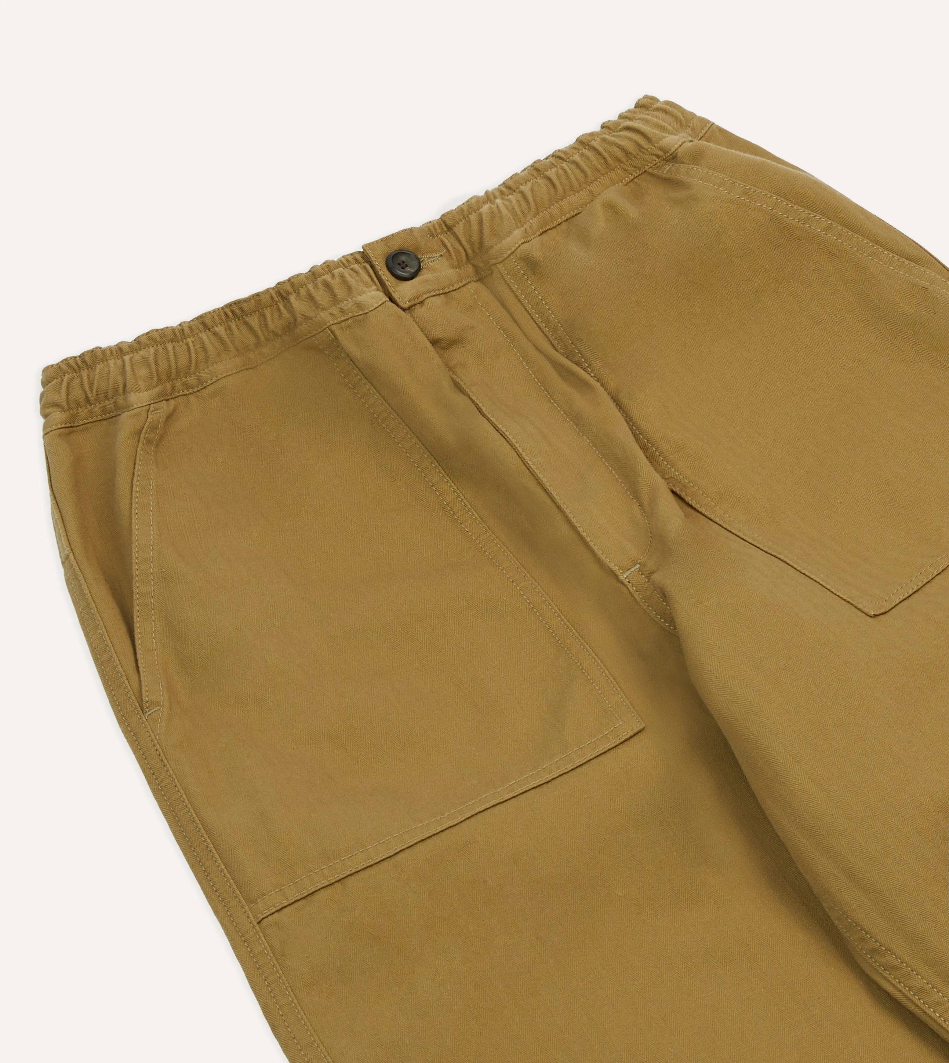 Khaki Herringbone Twill Cotton Drawstring Trousers sold by Drake's London product image thumbnail 4