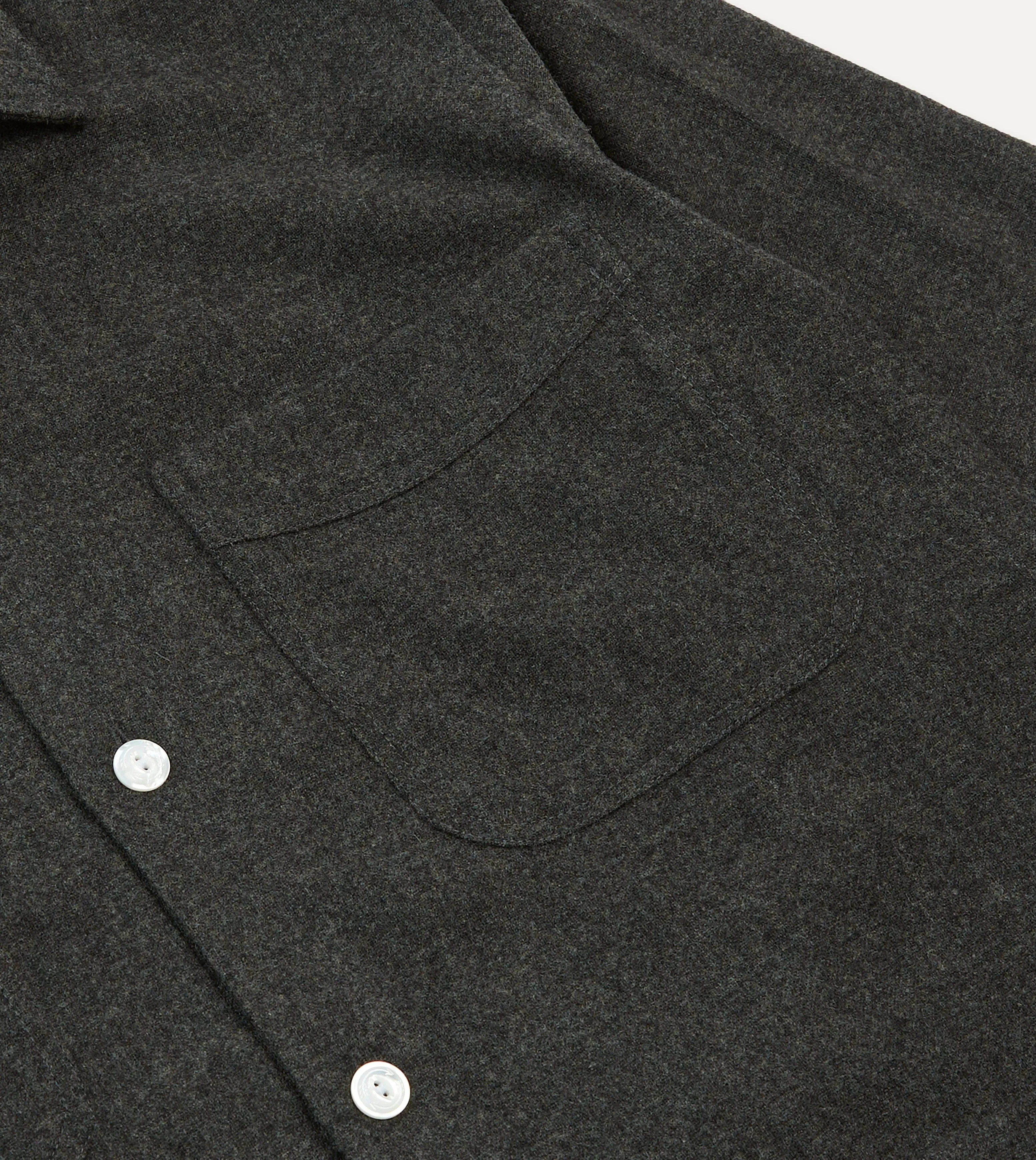 Grey Wool Four-Pocket Camp Collar Work Shirt sold by Drake's London product image thumbnail 4