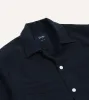 Navy Wool Four-Pocket Camp Collar Work Shirt sold by Drake's London