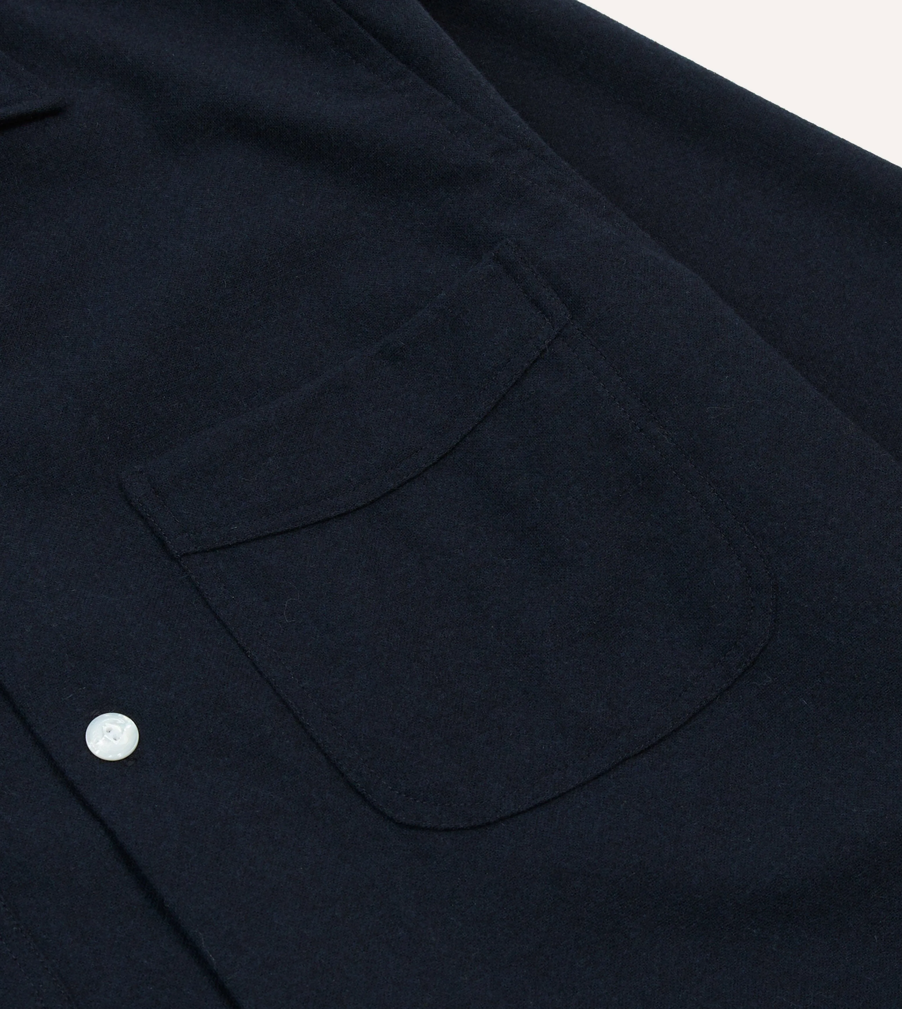 Navy Wool Four-Pocket Camp Collar Work Shirt sold by Drake's London product image thumbnail 4
