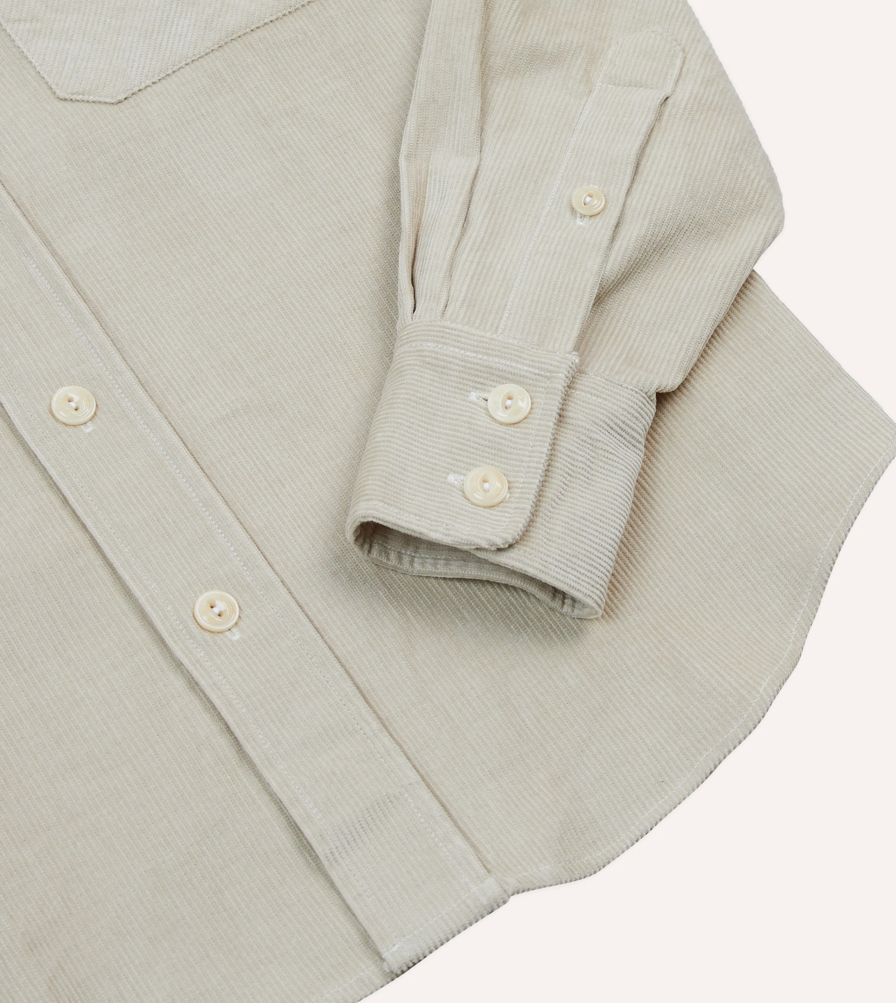 Ecru Corduroy Two-Pocket Western Shirt sold by Drake's London product image thumbnail 5