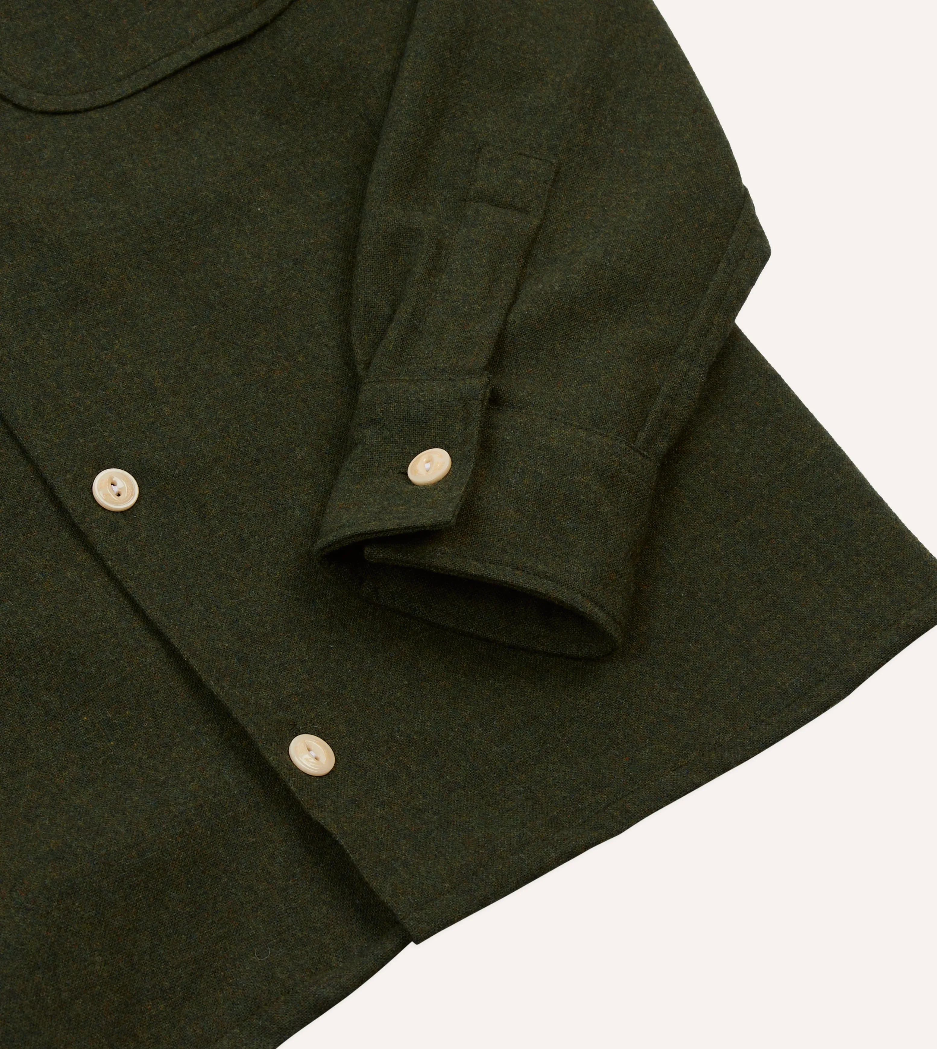 Dark Green Wool Two-Pocket Camp Collar Work Shirt sold by Drake's London product image thumbnail 5