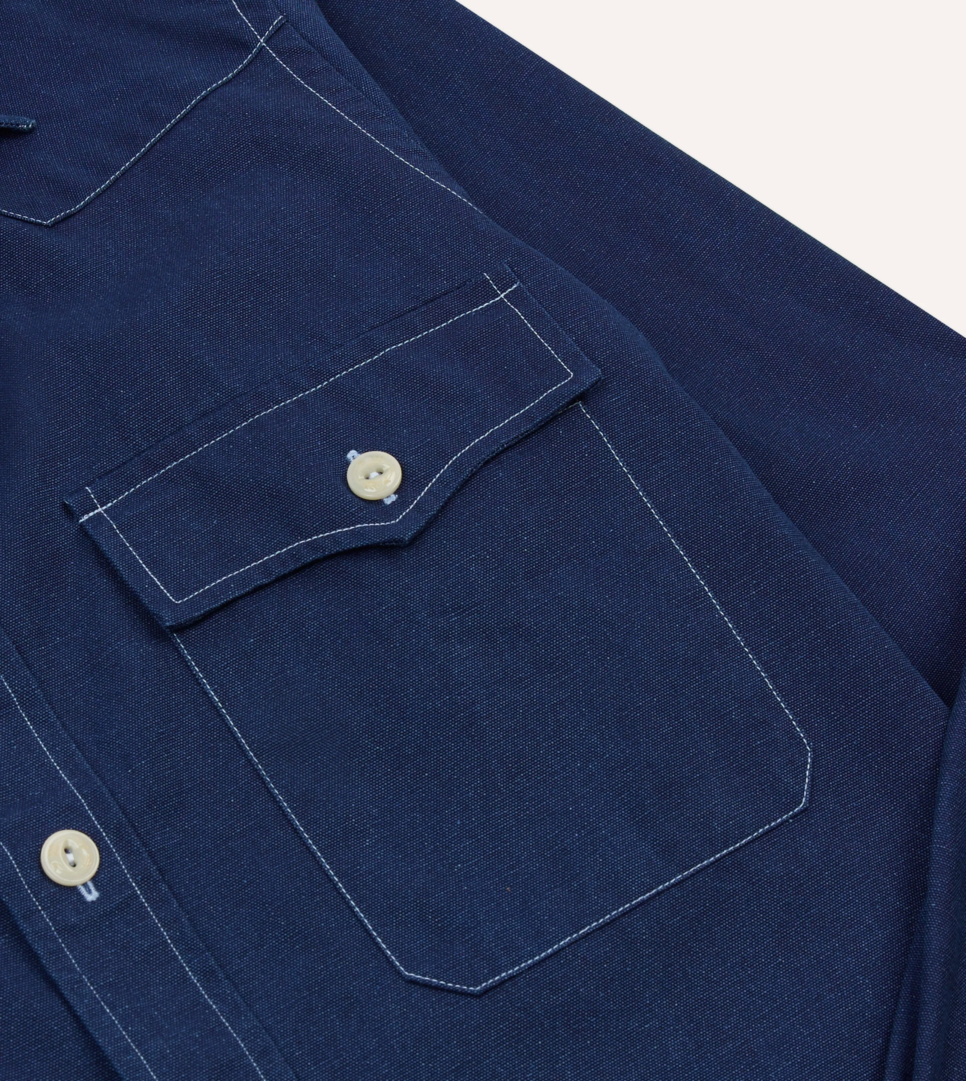 Indigo Canvas Two-Pocket Western Shirt sold by Drake's London product image thumbnail 4