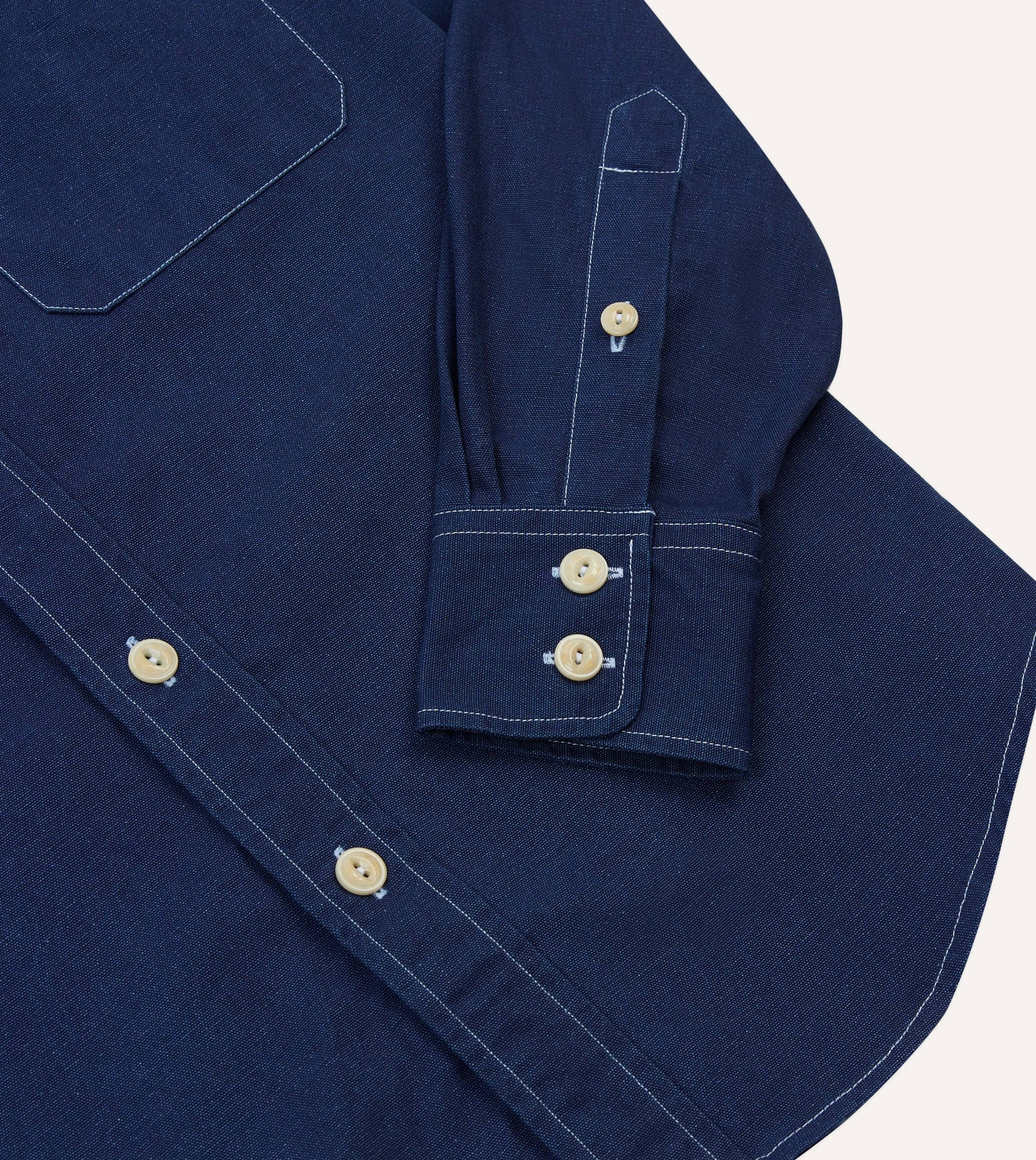 Indigo Canvas Two-Pocket Western Shirt sold by Drake's London product image thumbnail 5