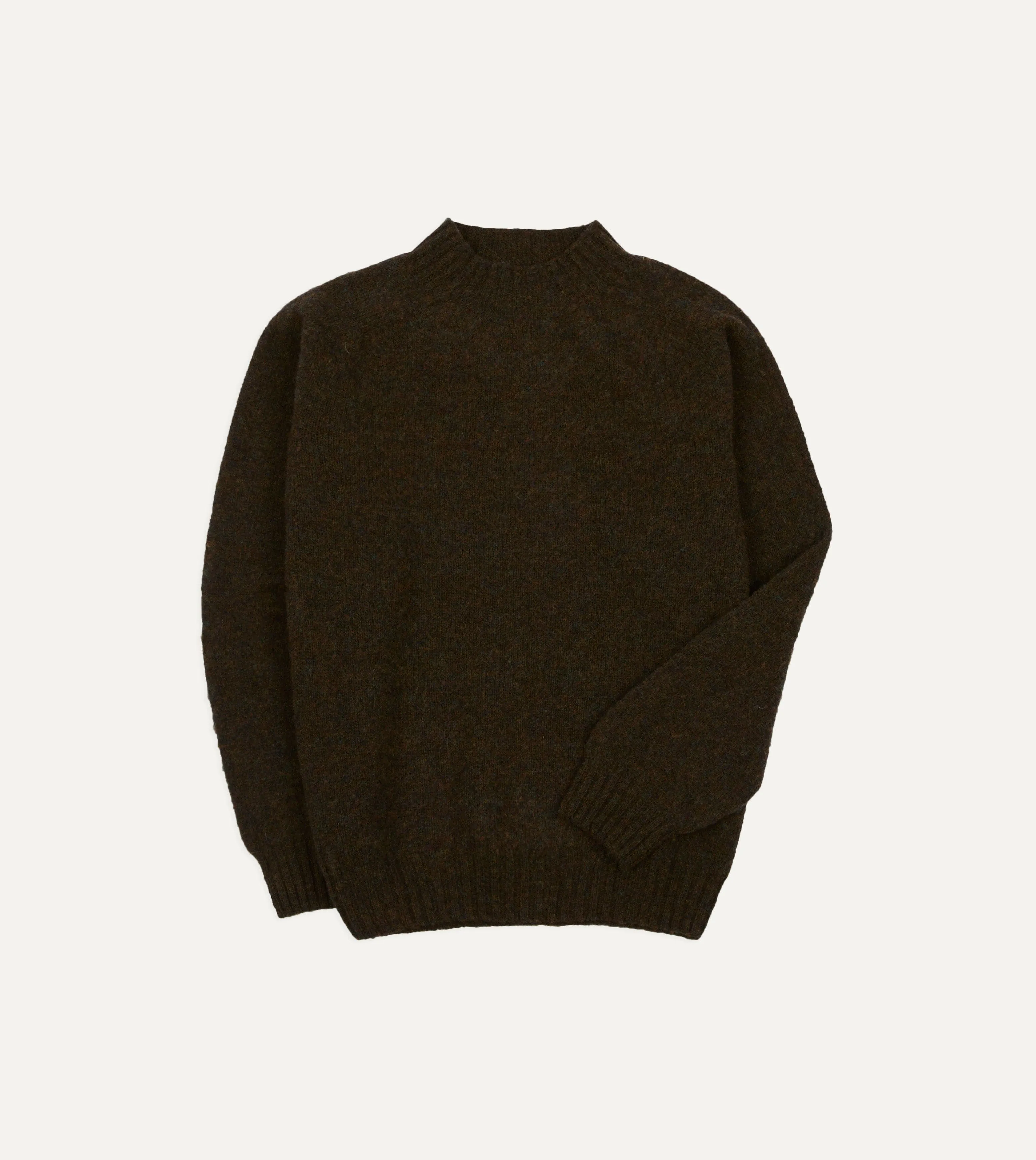 Brown Brushed Shetland Mock Neck Jumper sold by Drake's London