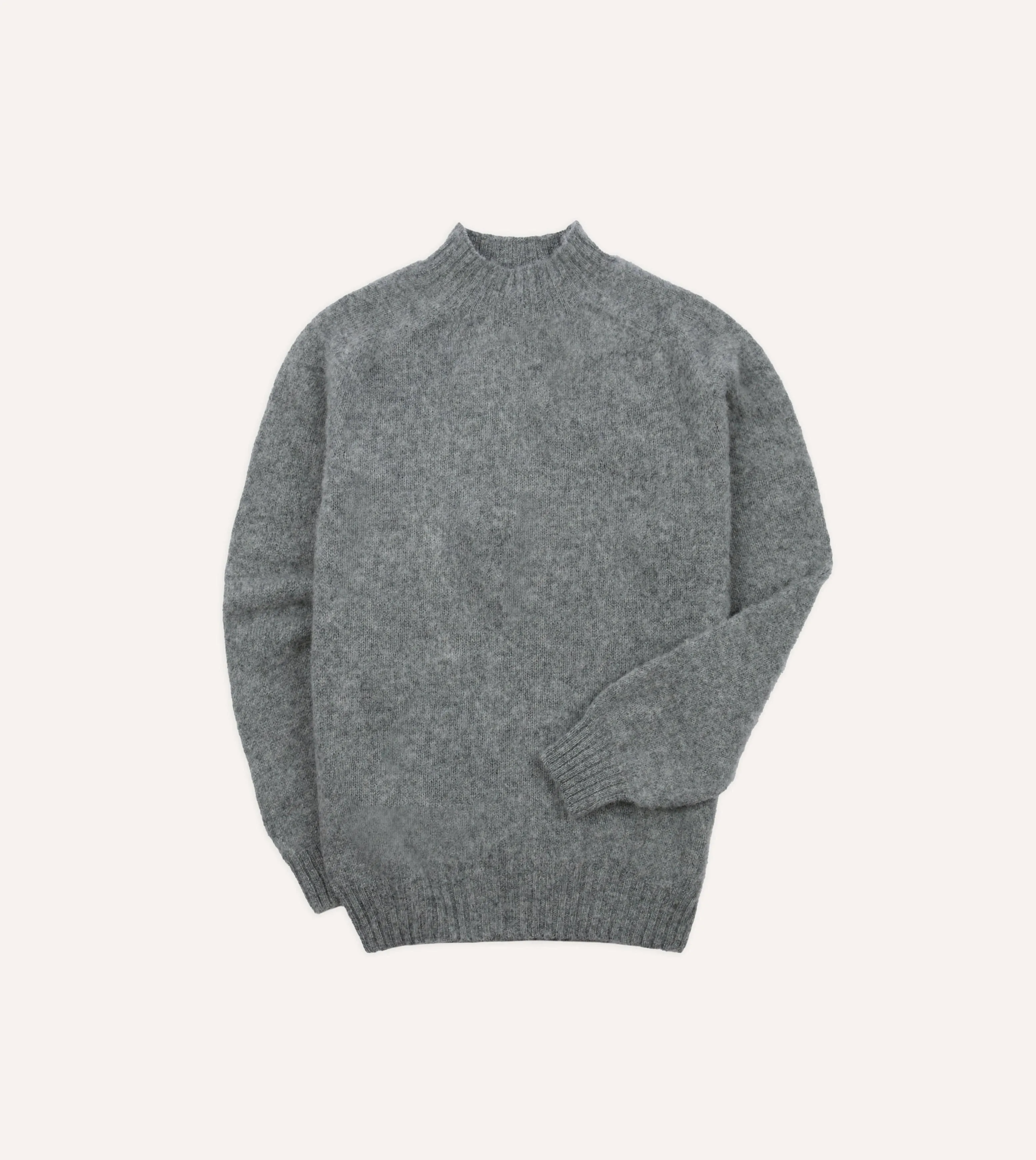 Grey Brushed Shetland Mock Neck Jumper sold by Drake's London