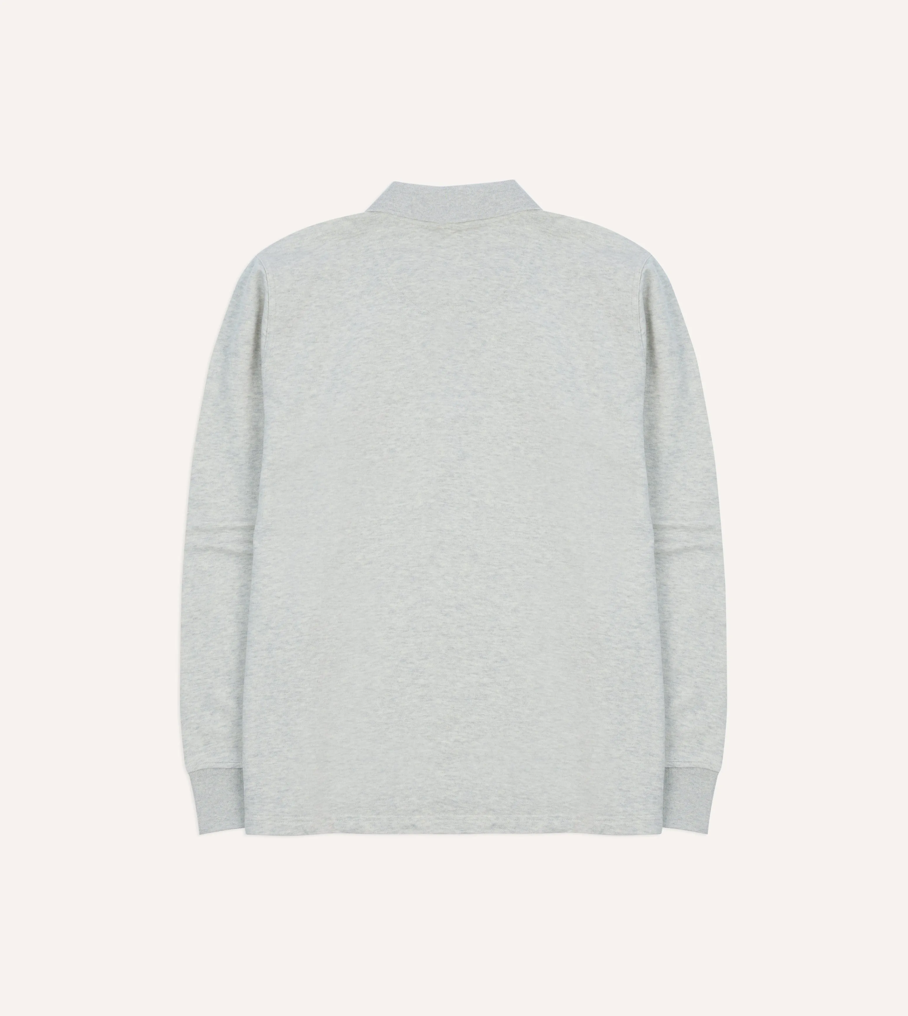 Grey Melange Jersey Cotton Long-Sleeve Polo Shirt sold by Drake's London product image thumbnail 5
