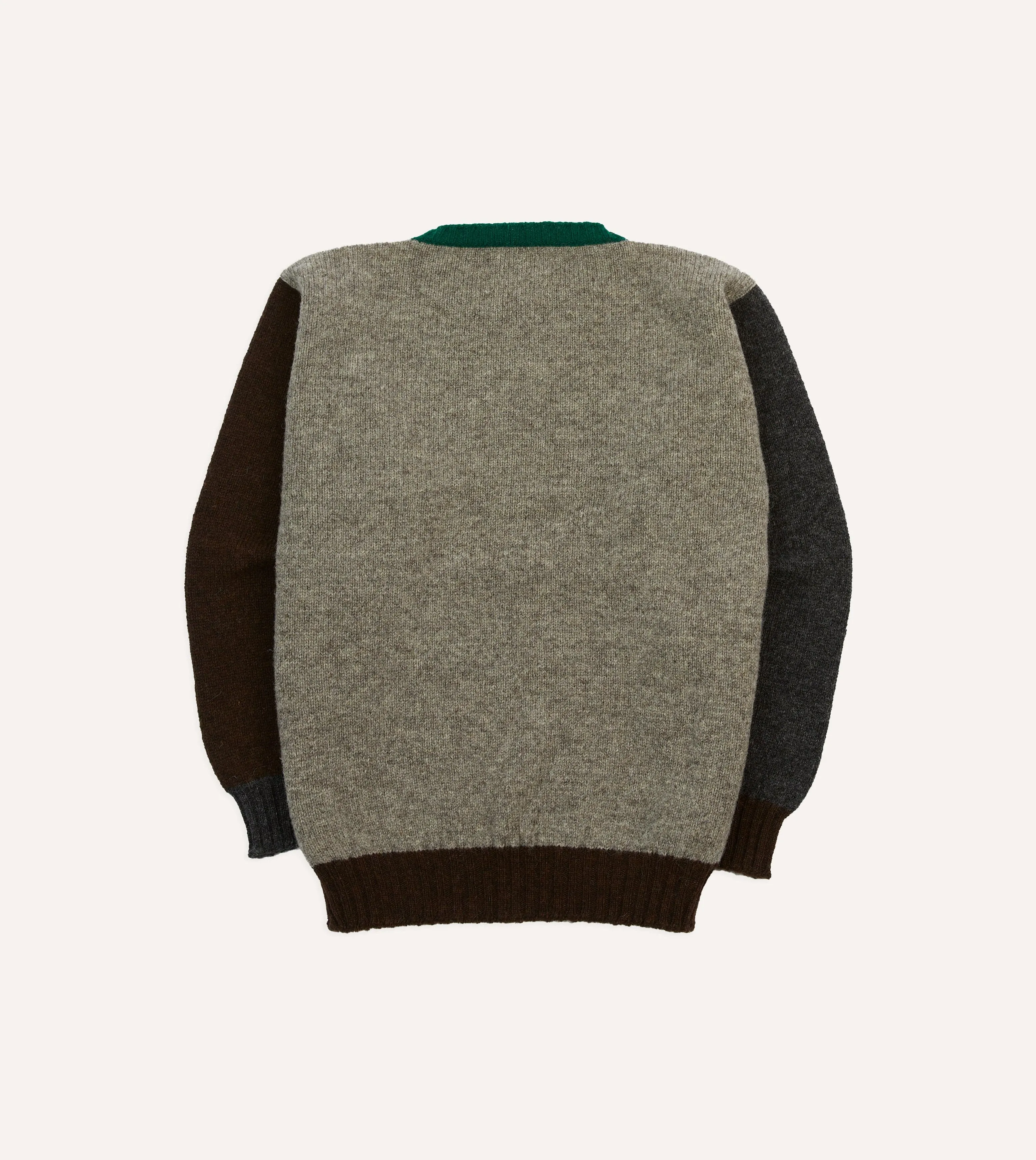 Ecru Multi Colourblock Brushed Shetland Crew Neck Jumper sold by Drake's London product image thumbnail 5