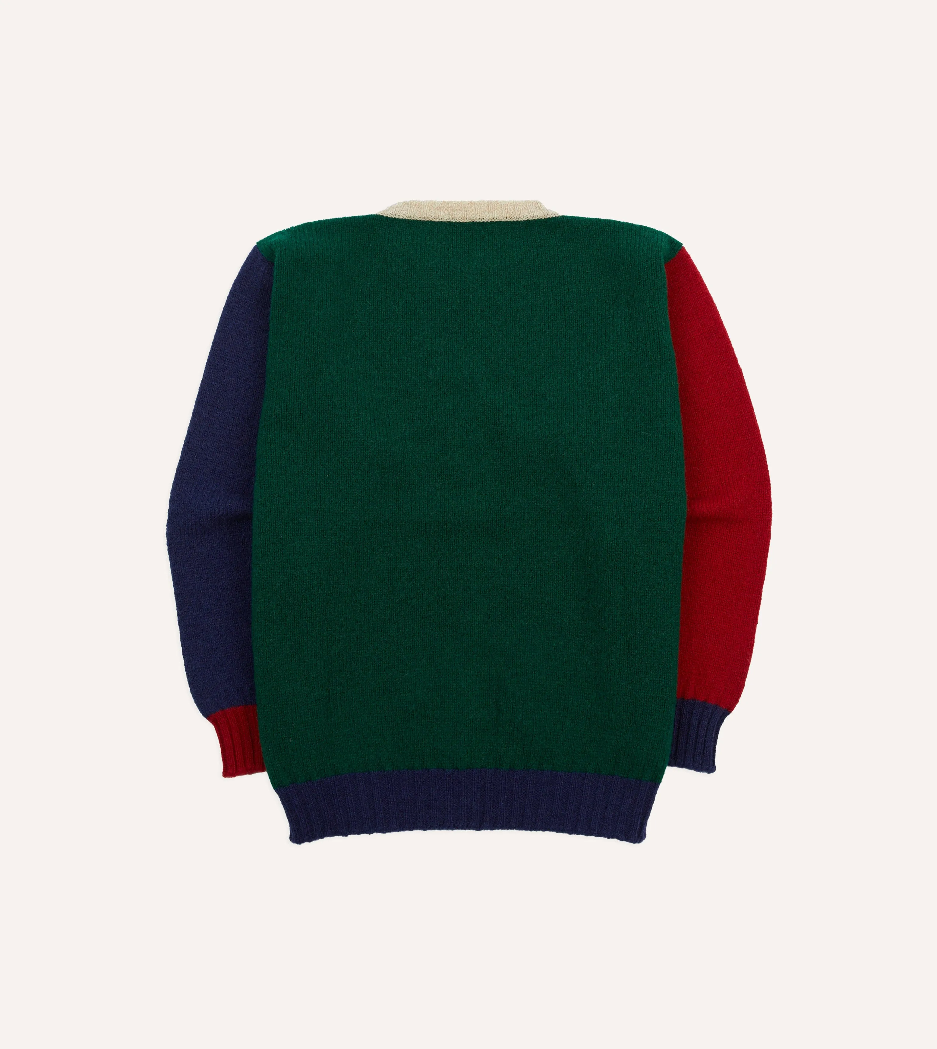 Brown Multi Colourblock Brushed Shetland Crew Neck Jumper sold by Drake's London product image thumbnail 5