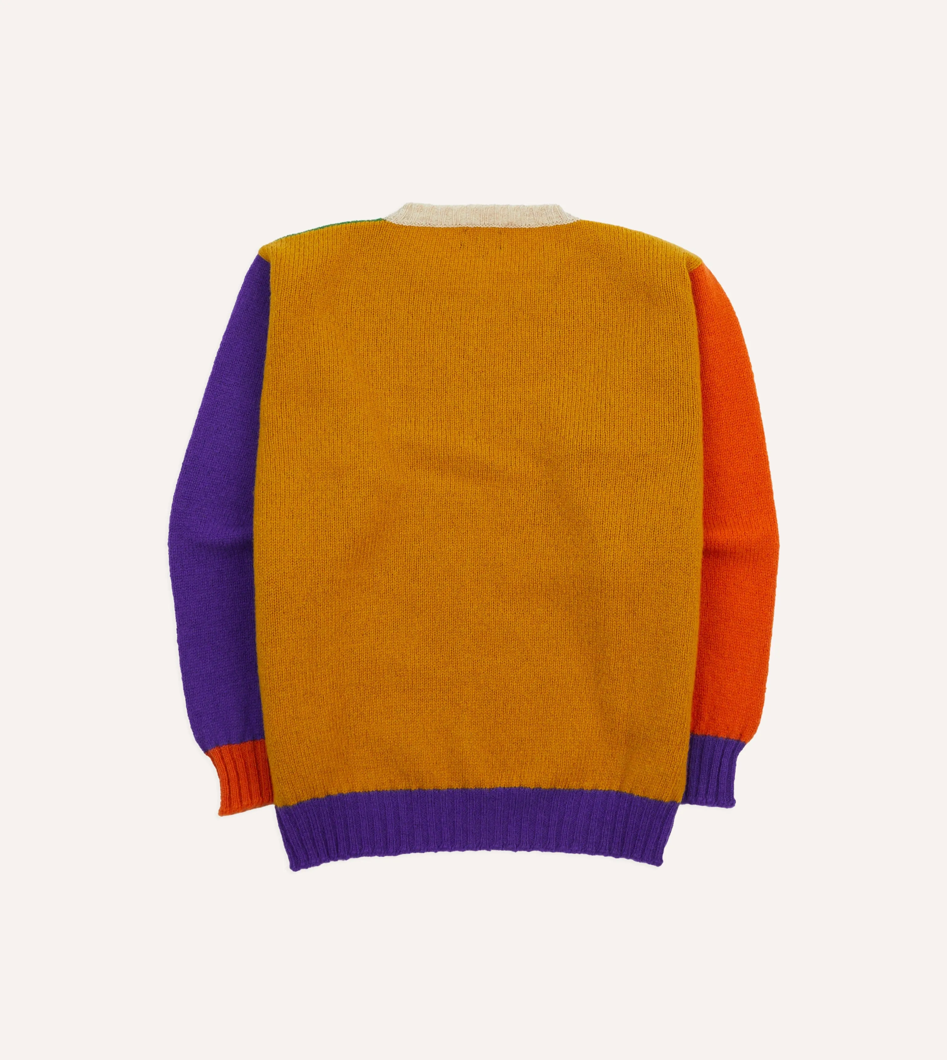 Green Multi Colourblock Brushed Shetland Crew Neck Jumper sold by Drake's London product image thumbnail 5