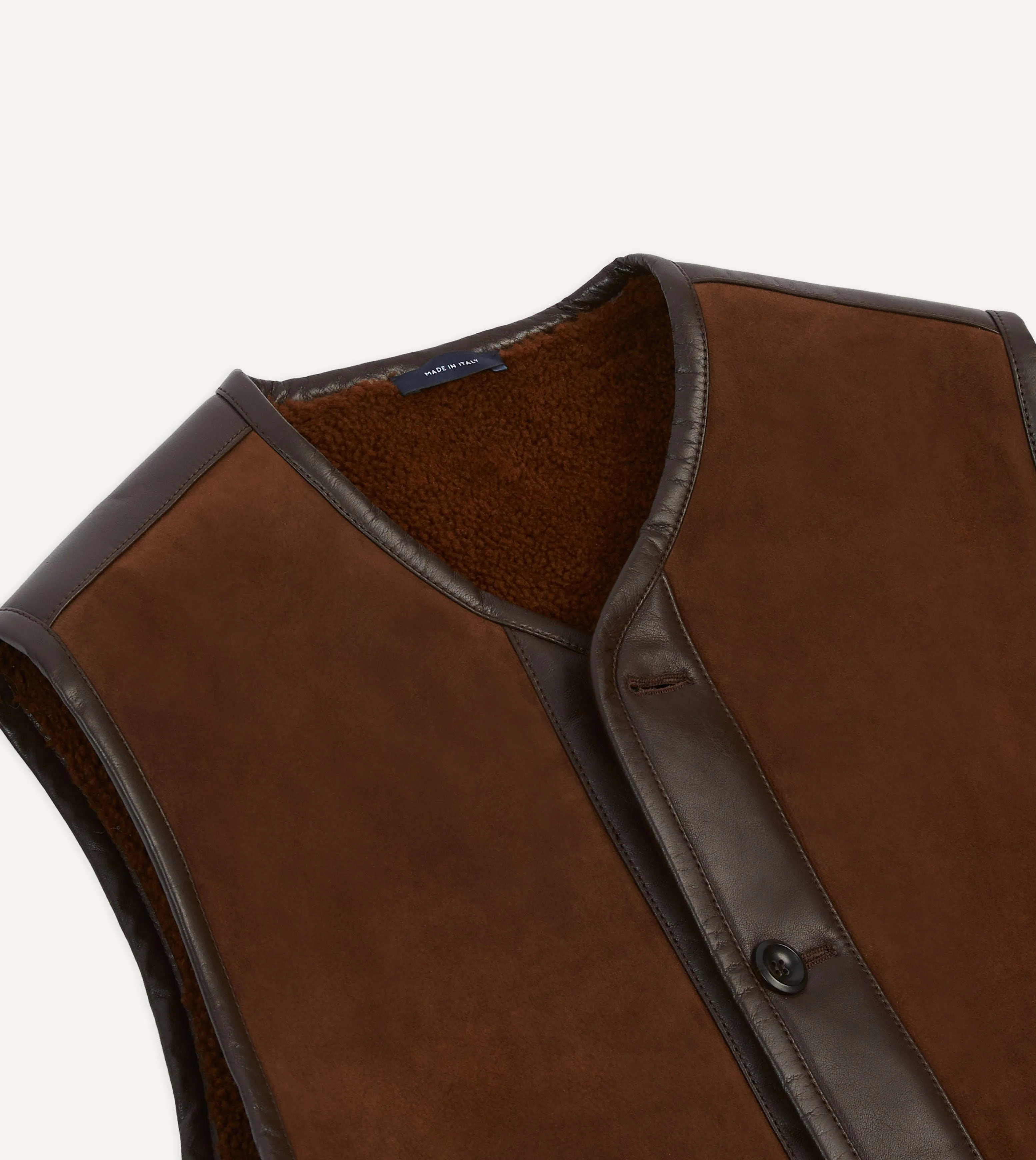 Dark Brown Suede Shearling Vest sold by Drake's London product image thumbnail 3