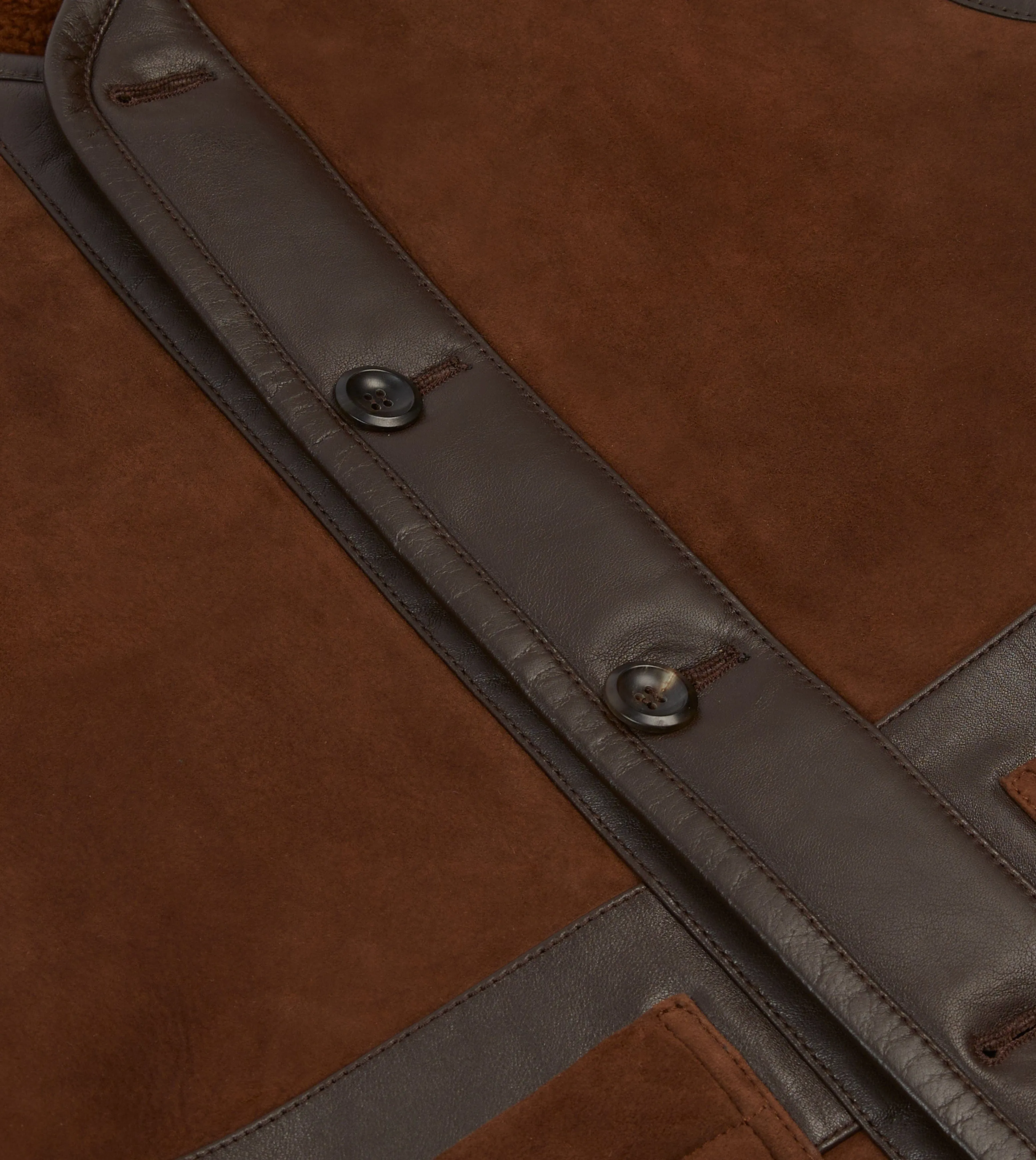 Dark Brown Suede Shearling Vest sold by Drake's London product image thumbnail 4