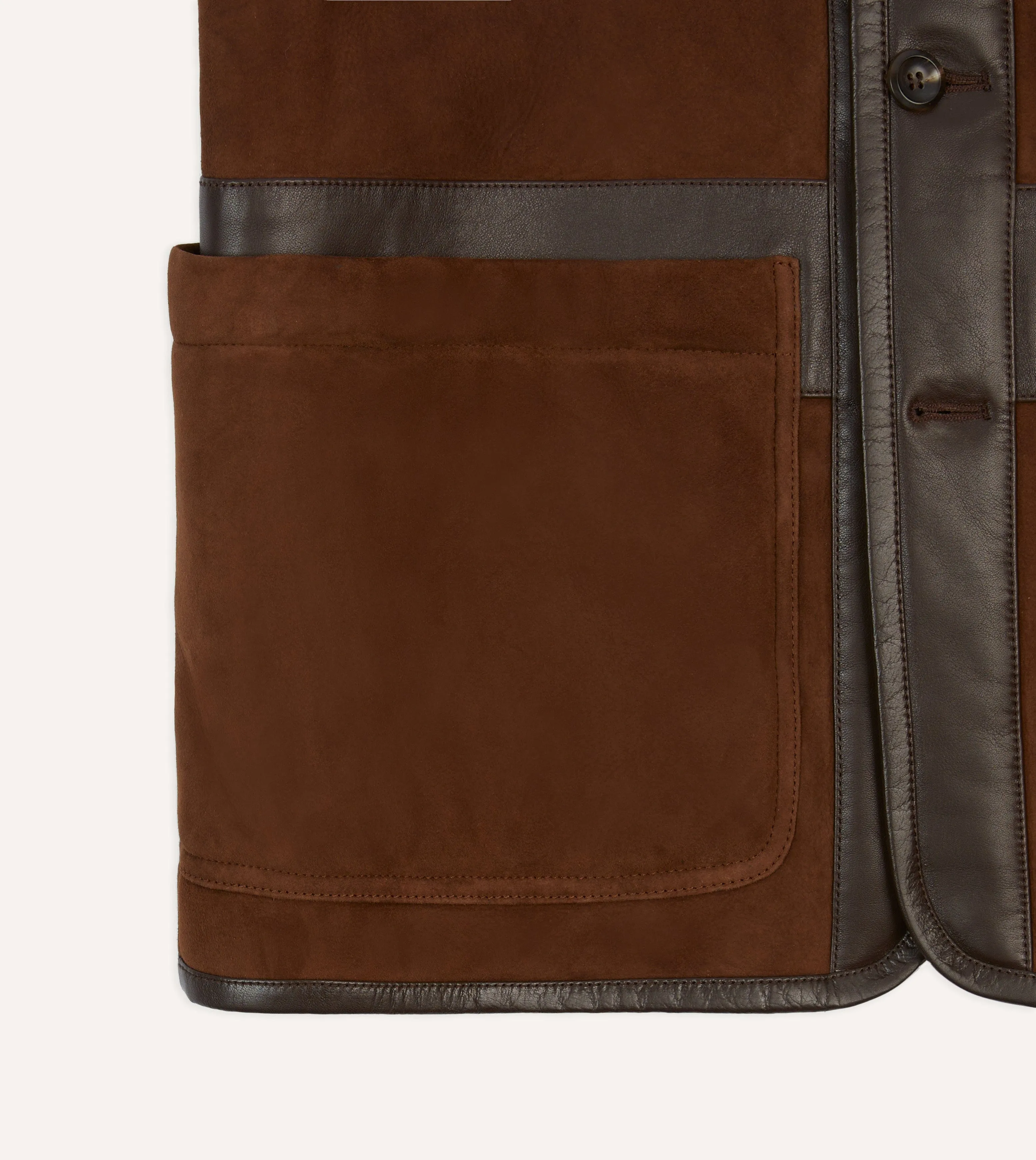 Dark Brown Suede Shearling Vest sold by Drake's London product image thumbnail 5