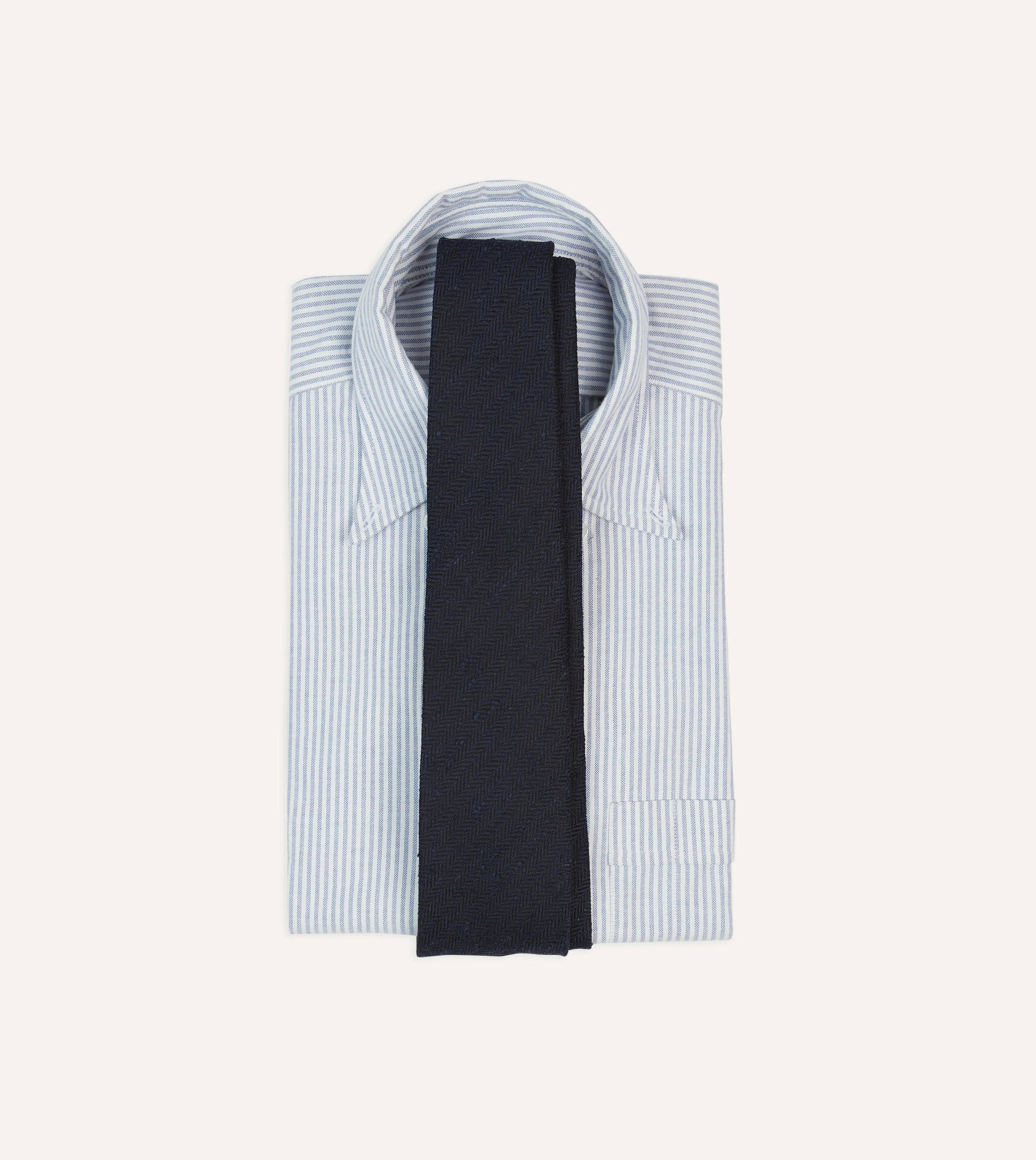 Navy Shantung Silk Hand-Rolled Tie sold by Drake's London product image thumbnail 2