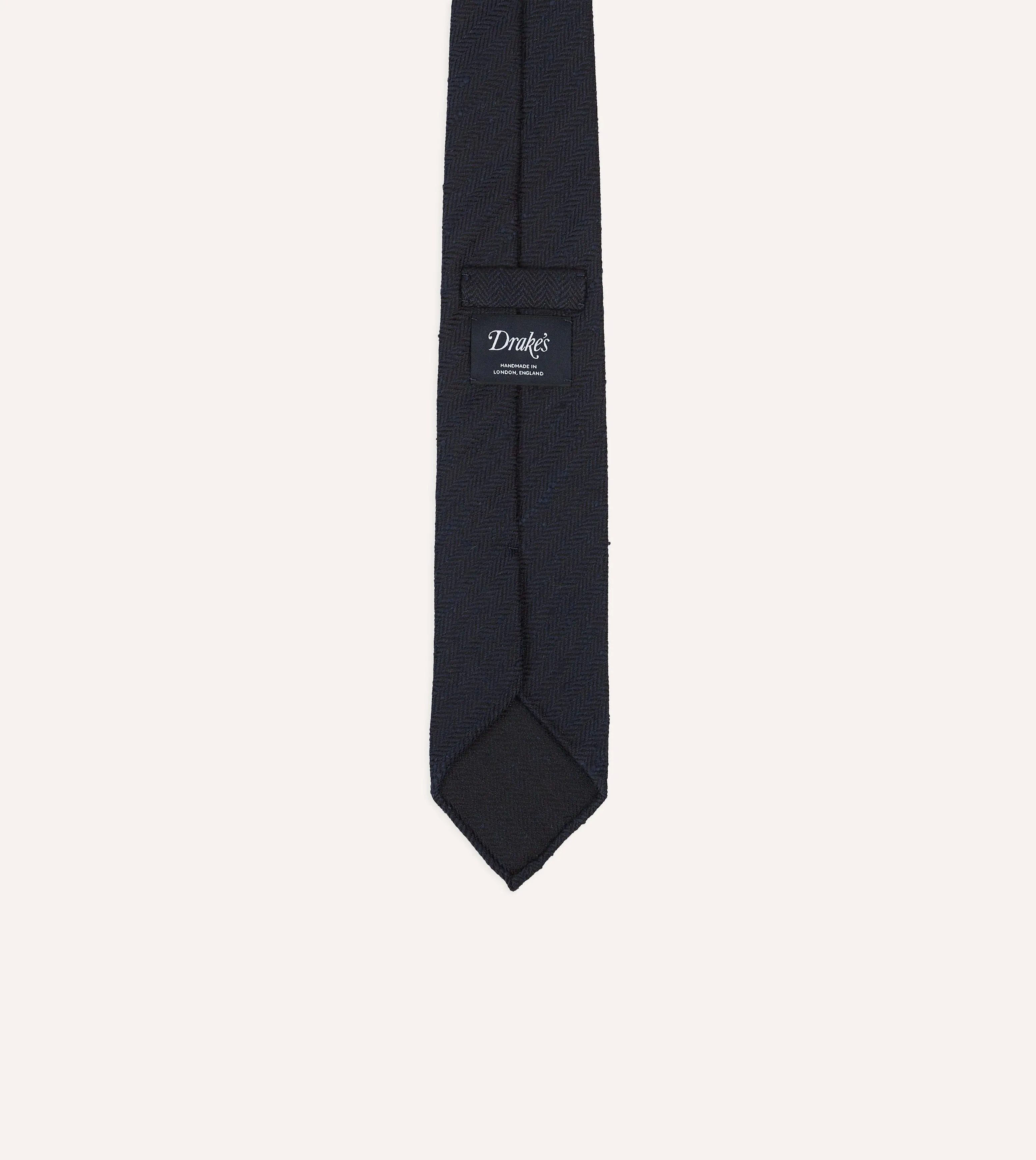 Navy Shantung Silk Hand-Rolled Tie sold by Drake's London product image thumbnail 4