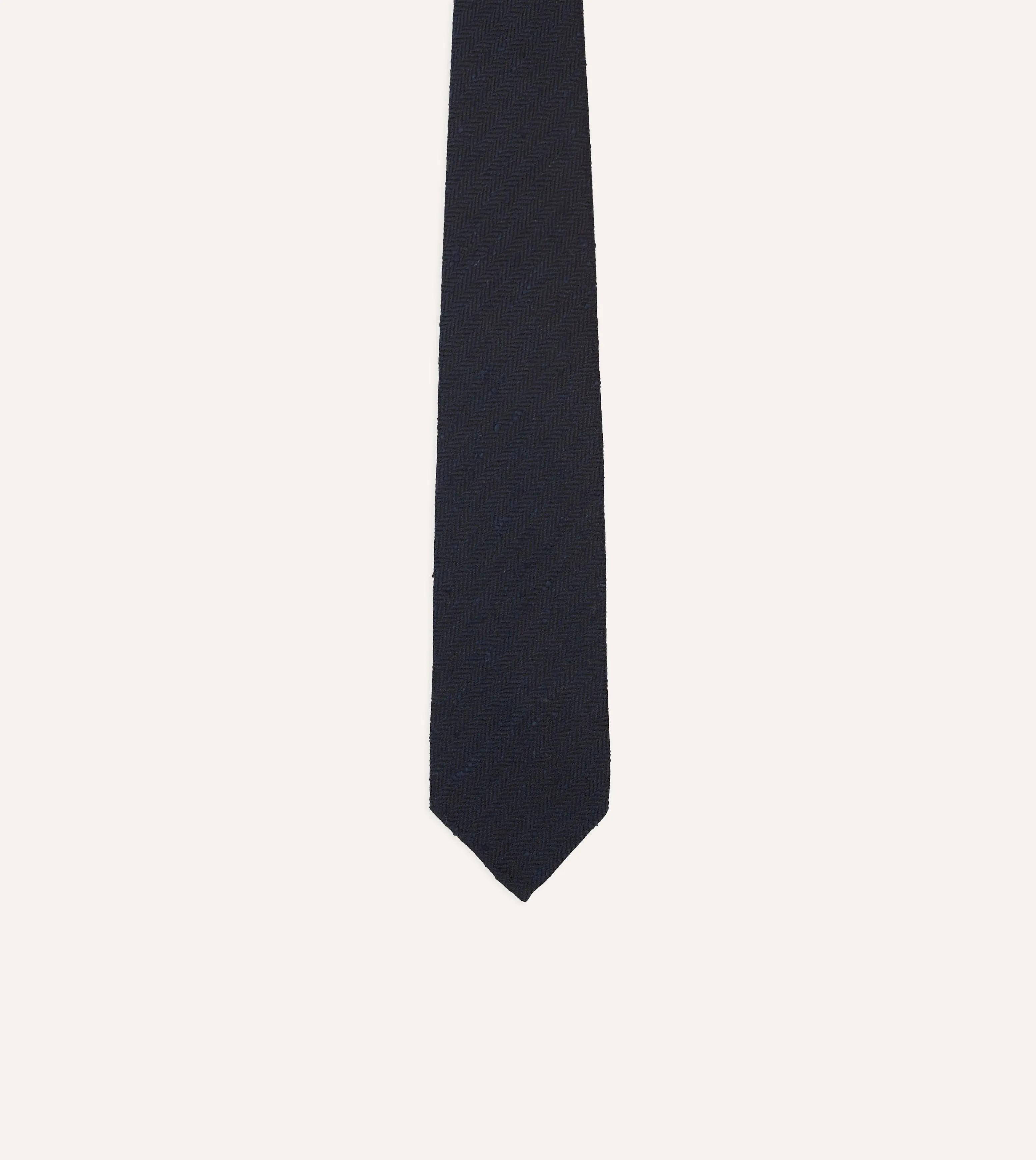 Navy Shantung Silk Hand-Rolled Tie sold by Drake's London product image thumbnail 3