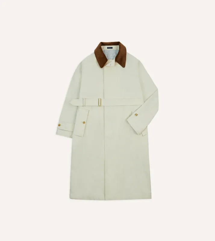 Ecru Cotton Dispatch Raincoat sold by Drake's London