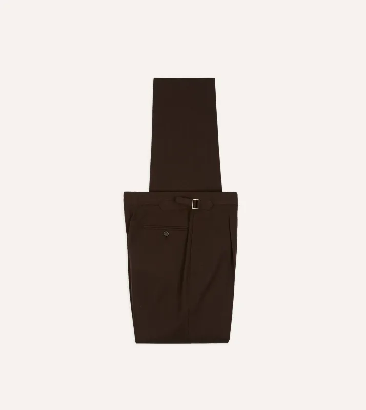 Brown Wool-Cotton Single Pleat Trouser sold by Drake's London