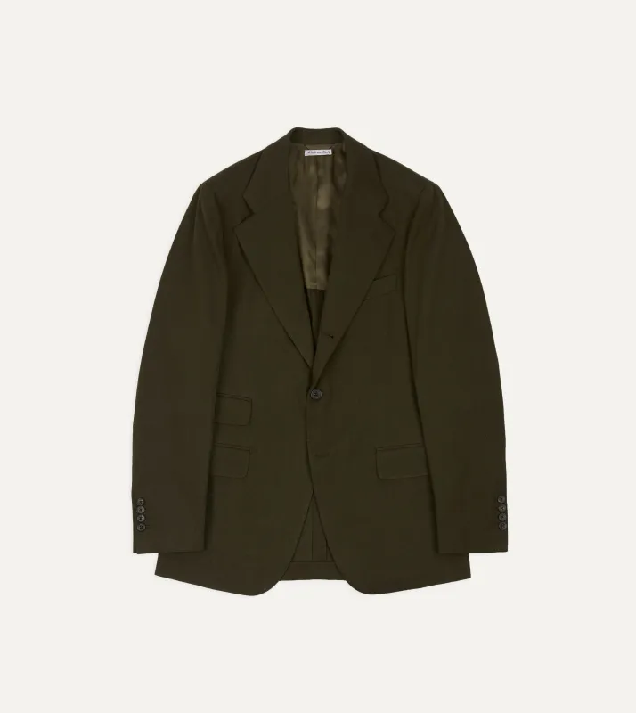 Olive Wool-Cotton Tailored Jacket sold by Drake's London