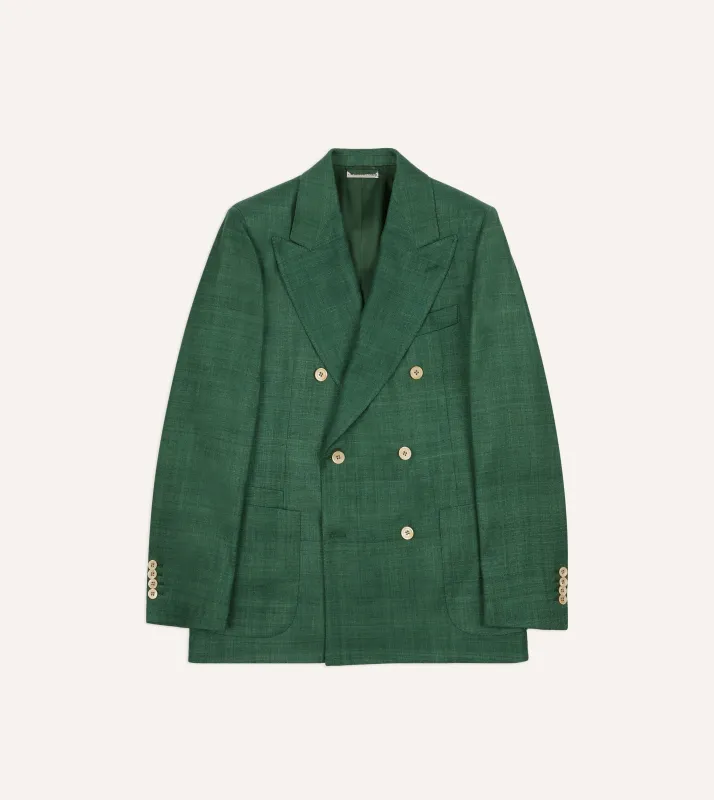 Green Tussah Silk Double-Breasted Evening Jacket sold by Drake's London