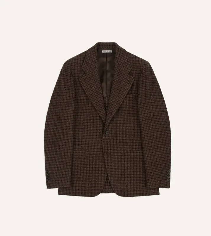 Brown Houndstooth Check Tweed Blazer sold by Drake's London