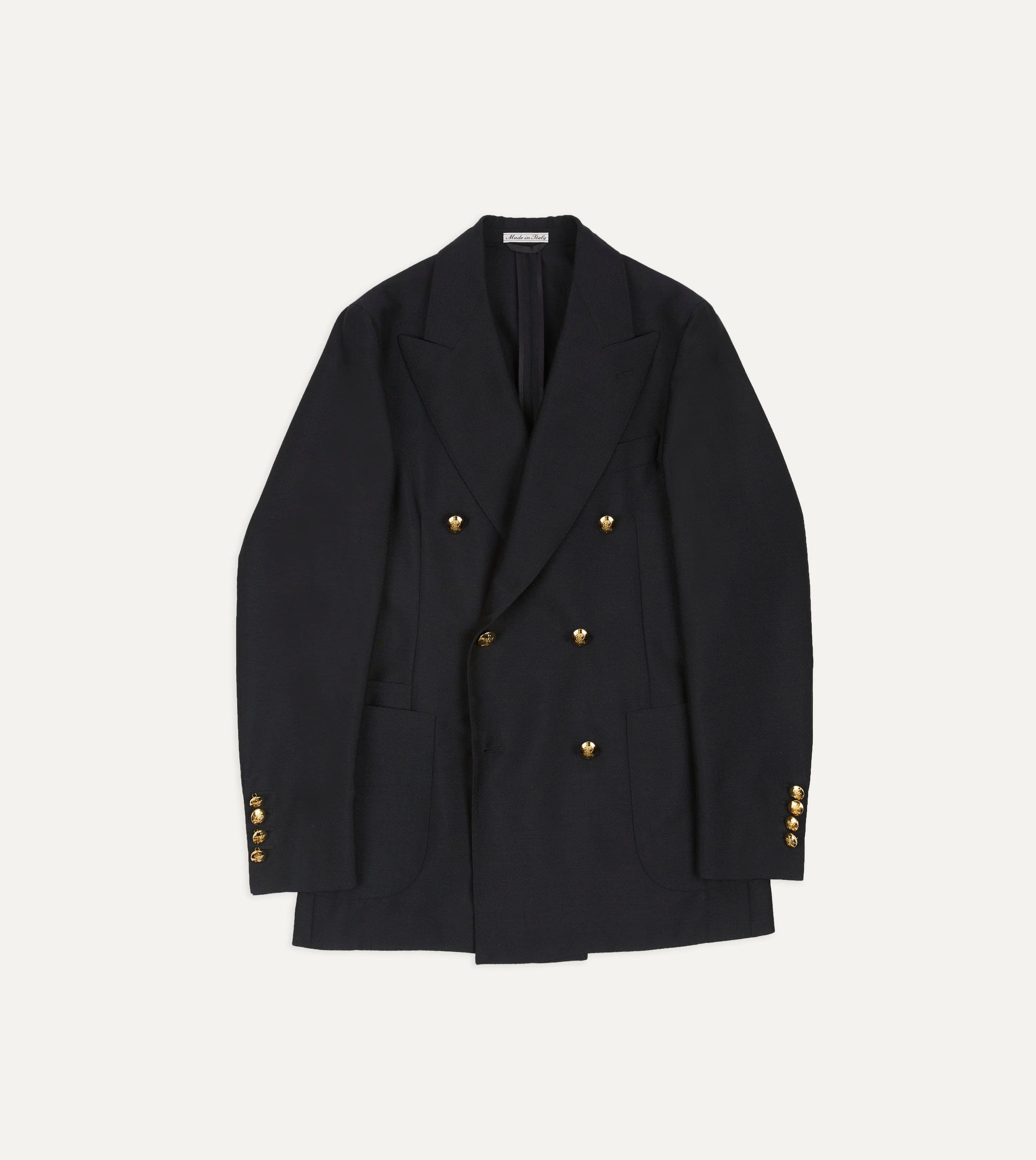 Navy Wool-Mohair Double-Breasted Travel Blazer sold by Drake's London
