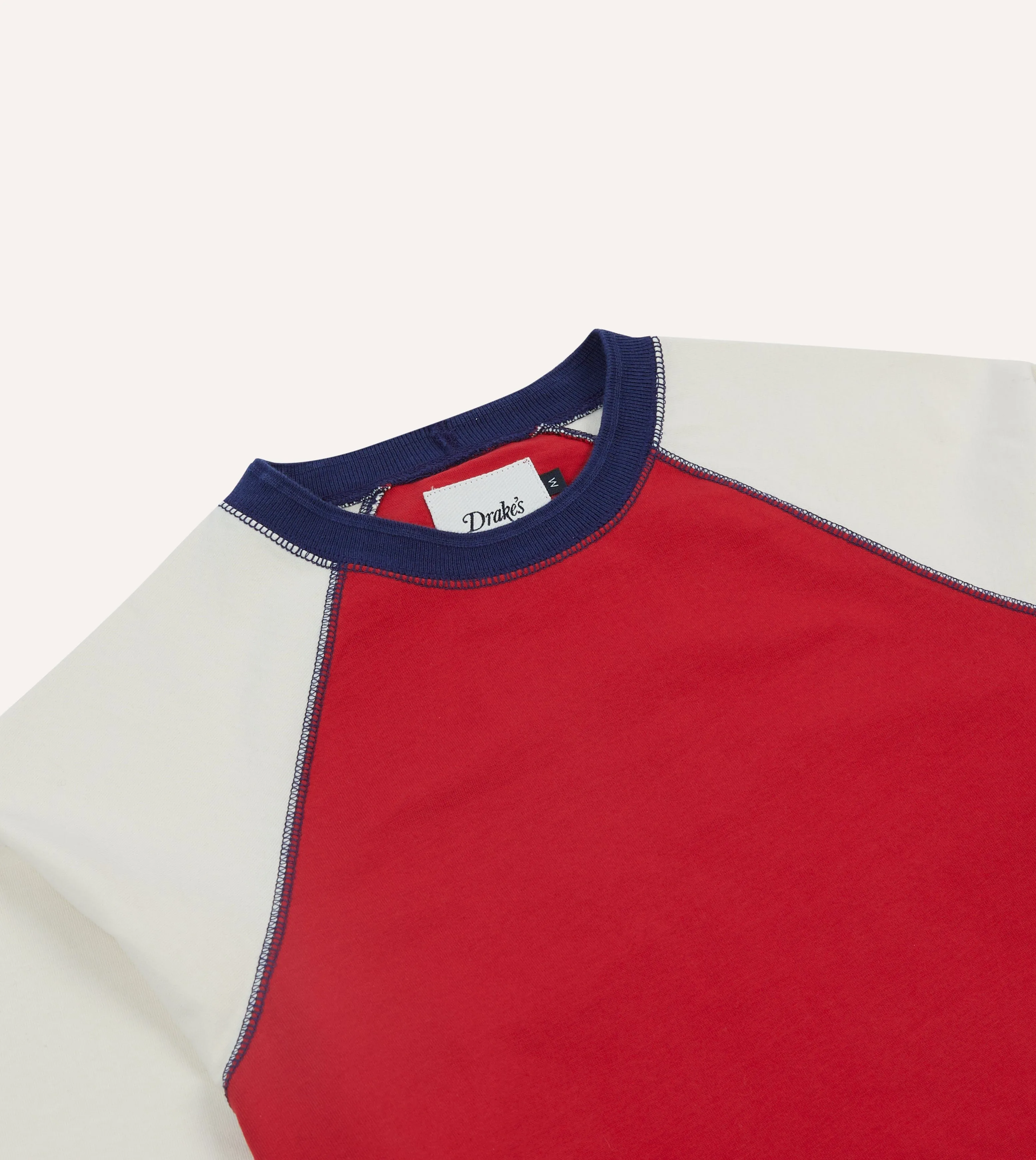 Red and Ecru Long Sleeve Raglan T-Shirt sold by Drake's London product image thumbnail 3