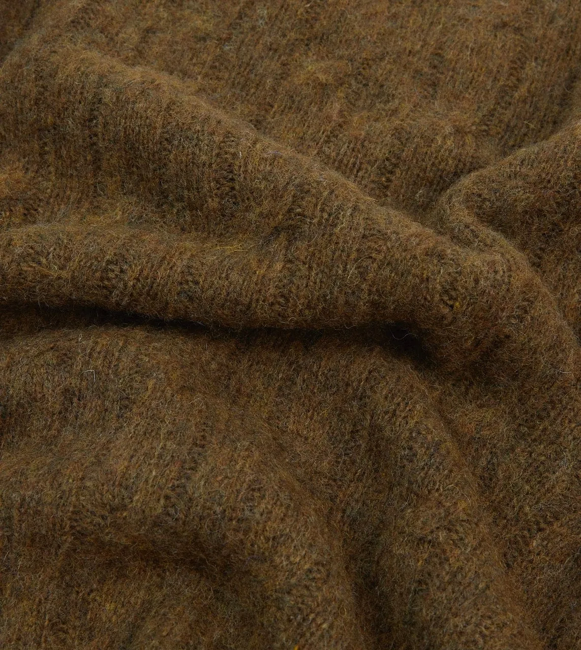 Olive Brushed Cable Knit Shetland Crew Neck Jumper sold by Drake's London product image thumbnail 2