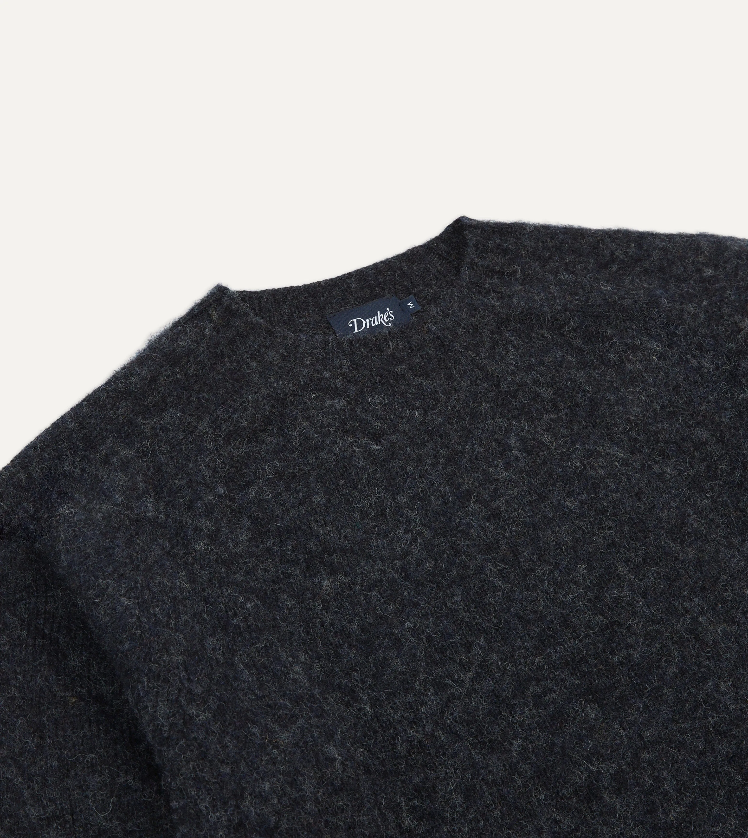 Dark Grey Brushed Shetland Crew Neck Jumper sold by Drake's London product image thumbnail 3