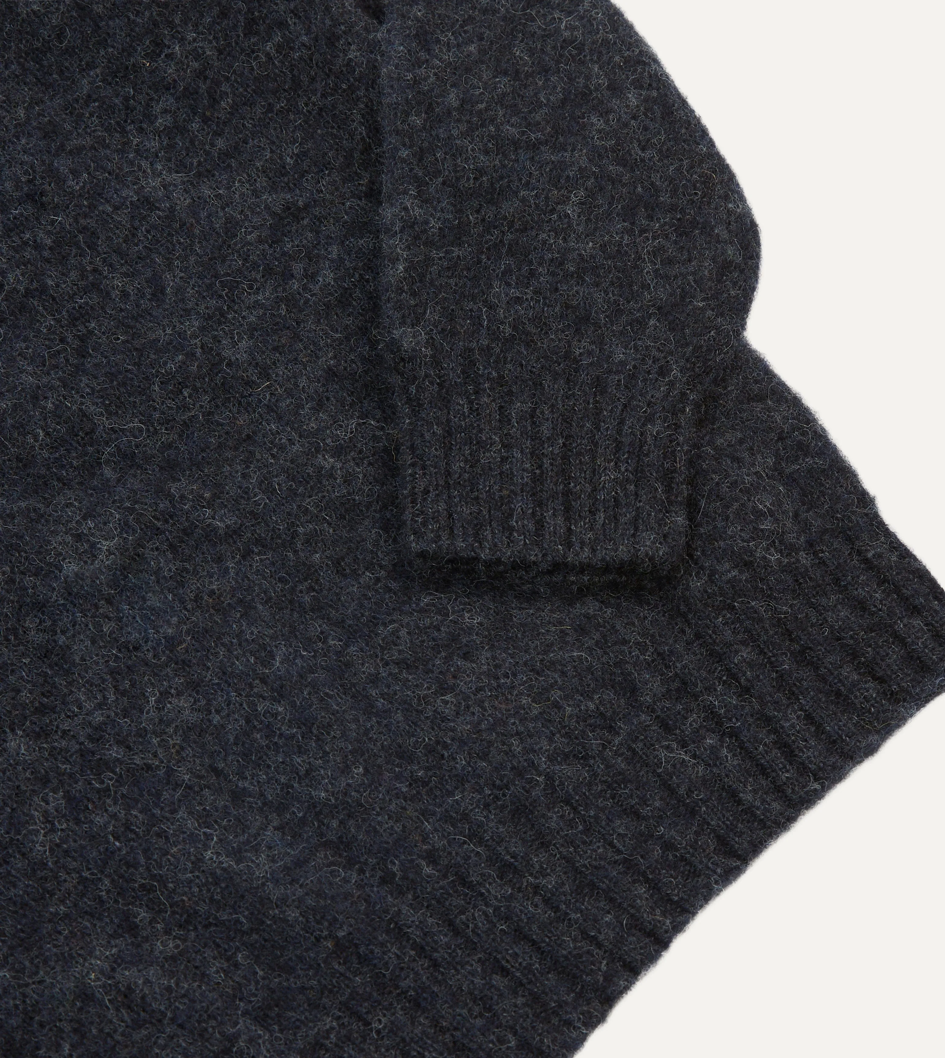 Dark Grey Brushed Shetland Crew Neck Jumper sold by Drake's London product image thumbnail 4