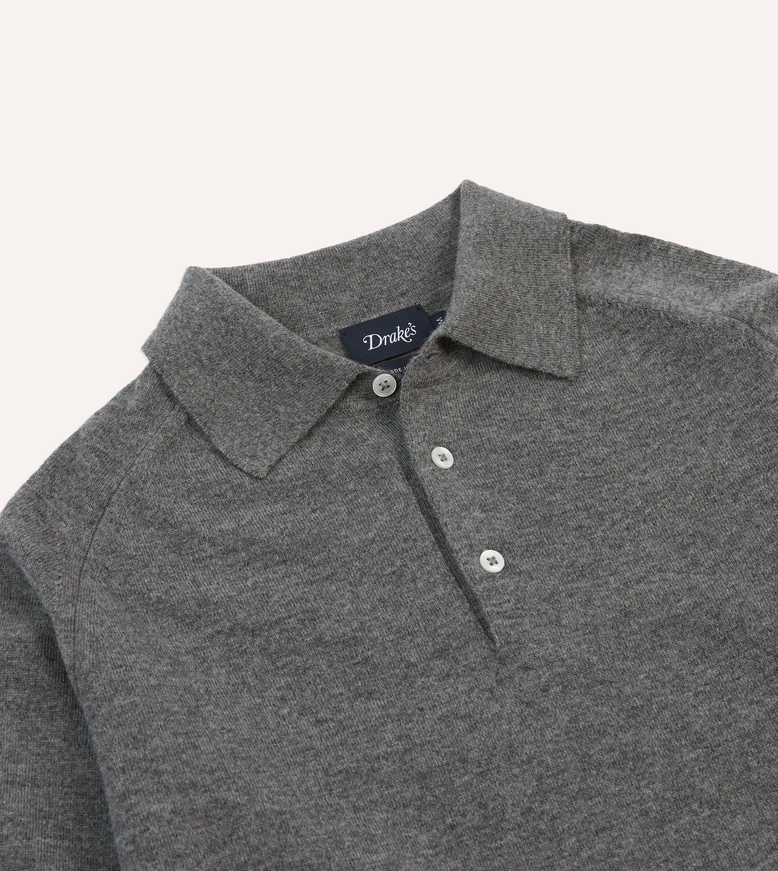 Grey Alpaca Wool Knitted Polo sold by Drake's London product image thumbnail 3
