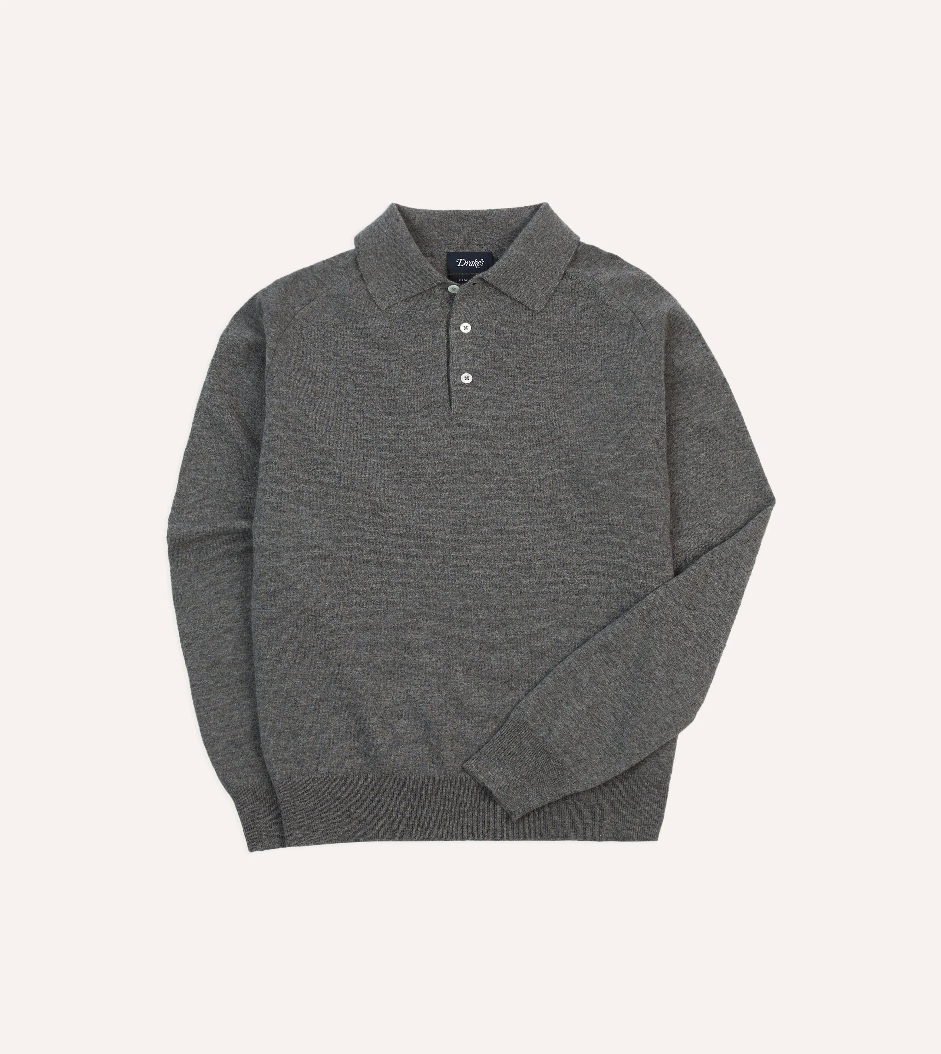 Grey Alpaca Wool Knitted Polo sold by Drake's London