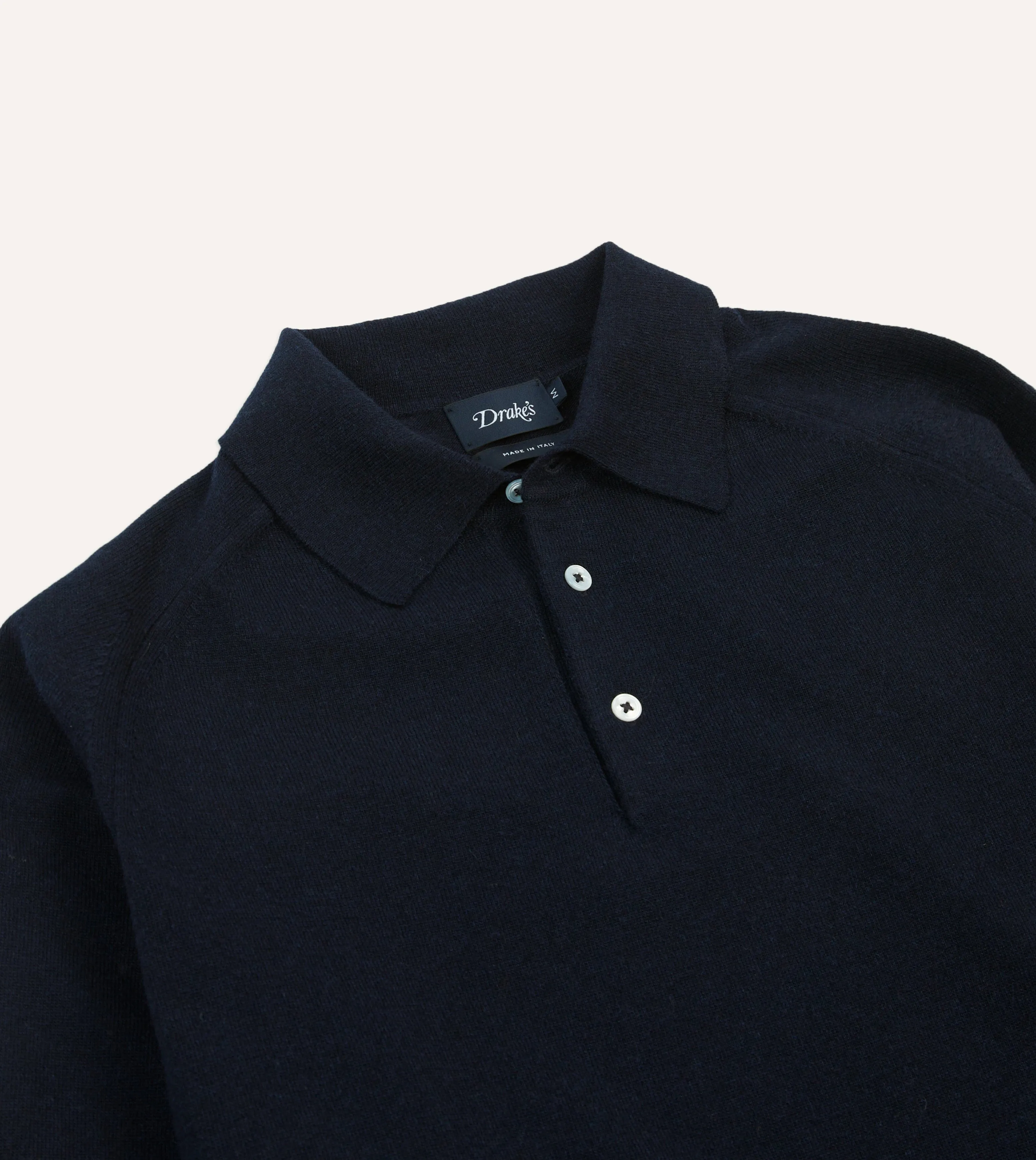 Navy Alpaca Wool Knitted Polo sold by Drake's London product image thumbnail 3