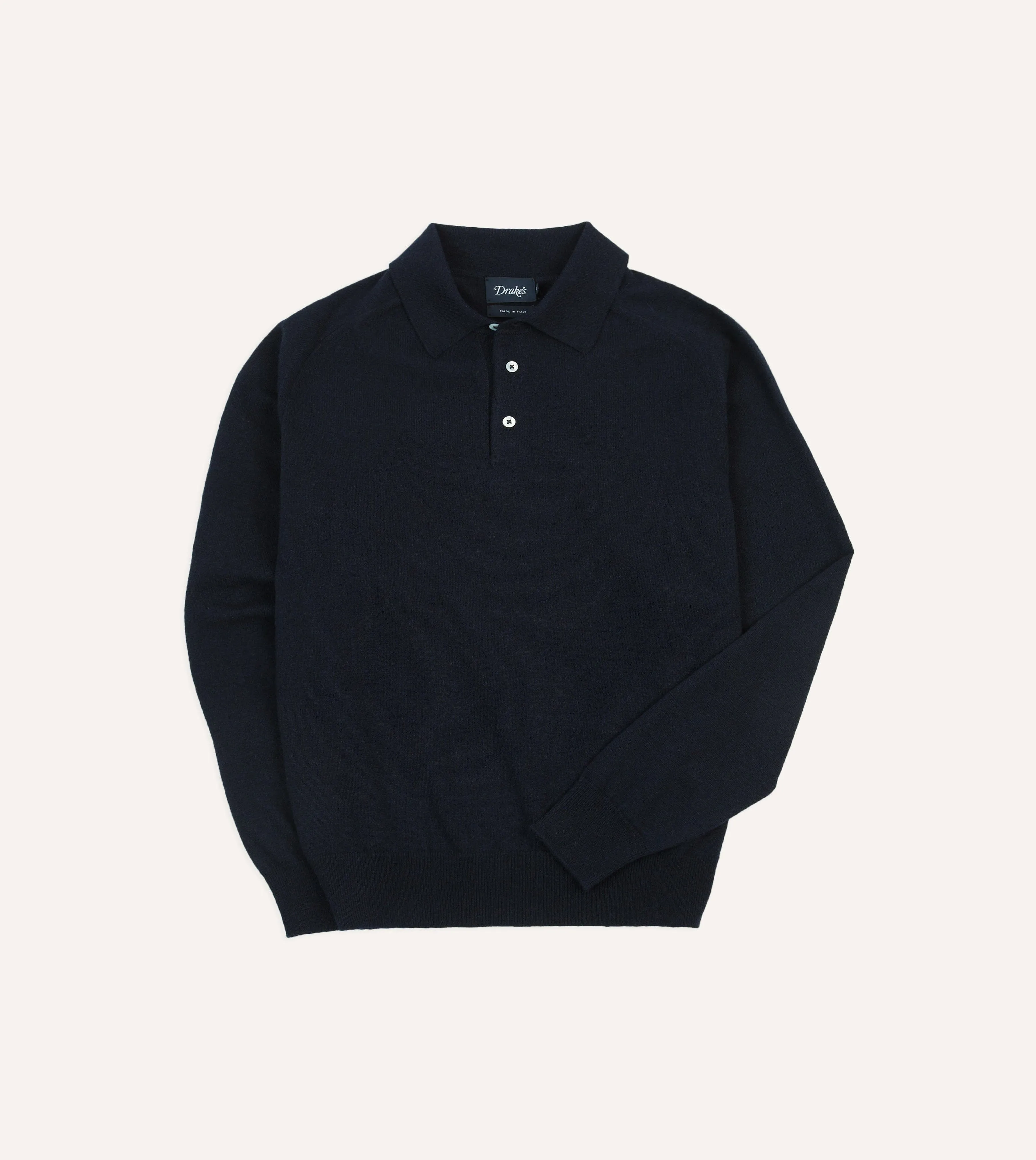 Navy Alpaca Wool Knitted Polo sold by Drake's London