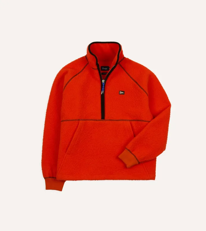 Orange Casentino Wool Half-Zip Pullover Fleece made by Drake's London