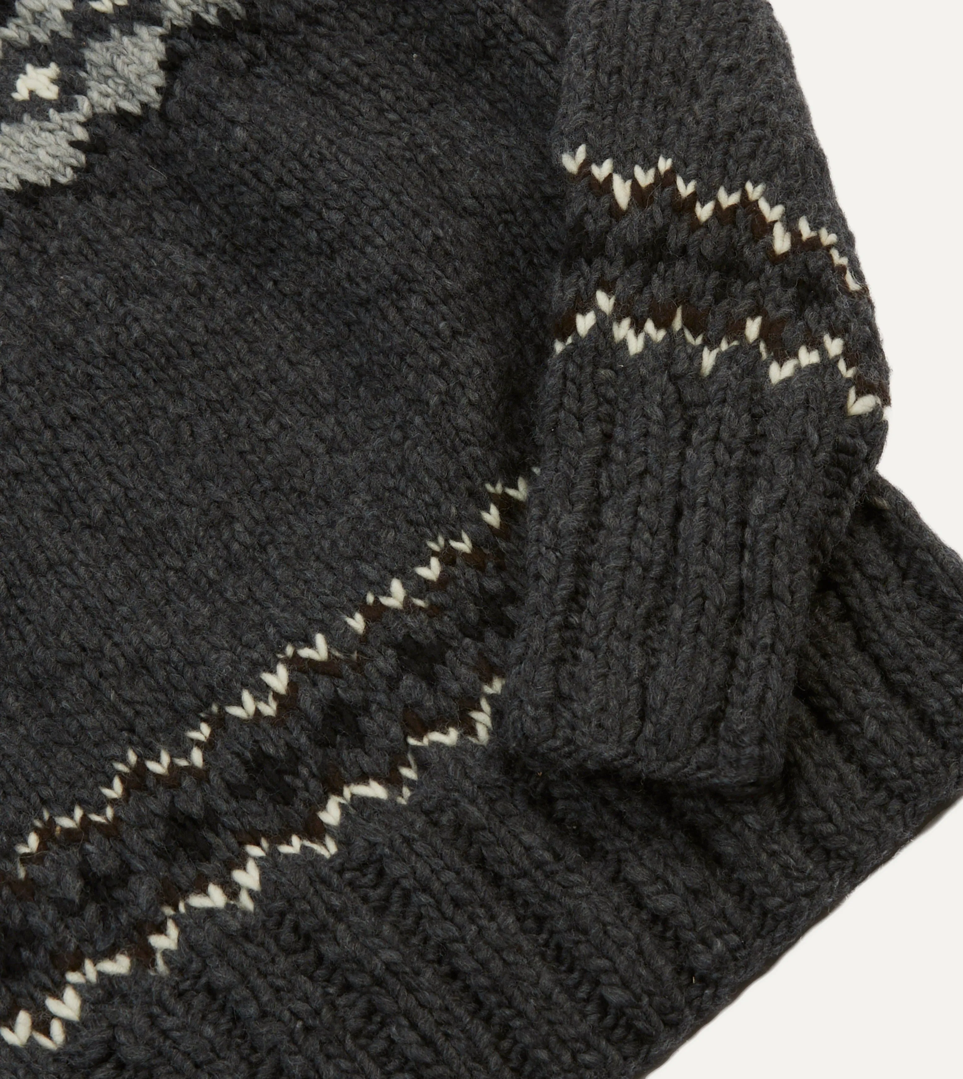 Chamula Grey Fairisle Merino Jumper sold by Drake's London product image thumbnail 4